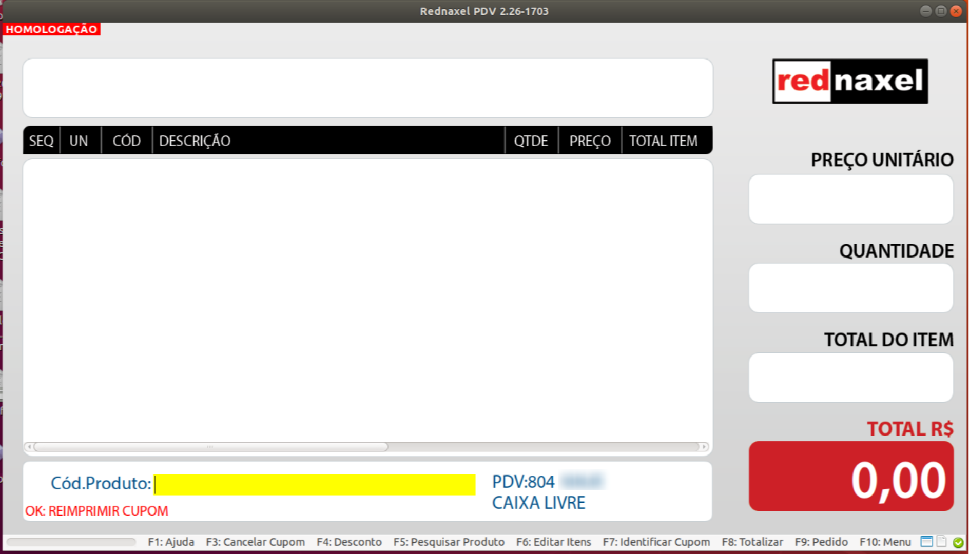 PDV >>> Tela de Vendas >>> Reimpressão Realizada: