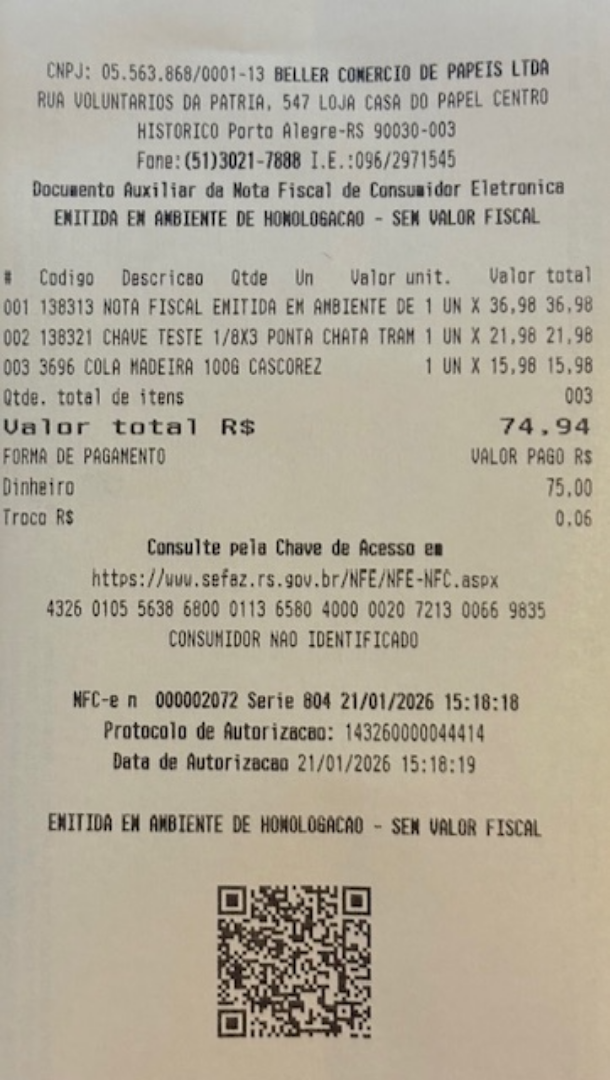 PDV >>> Cupom Fiscal Reimpresso