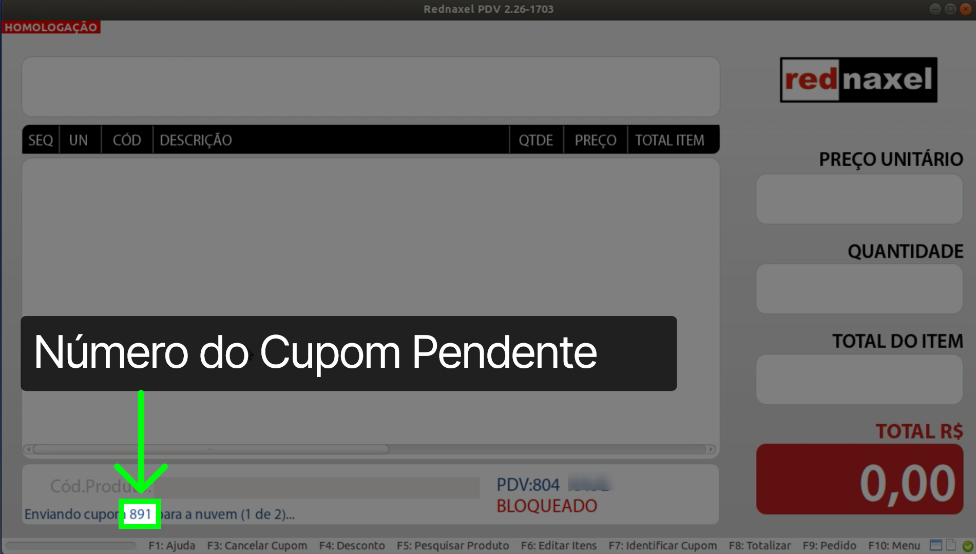 PDV >>> Envio de Cupons Pendentes >>> Mensagem >>> Nº Cupom Pendente: