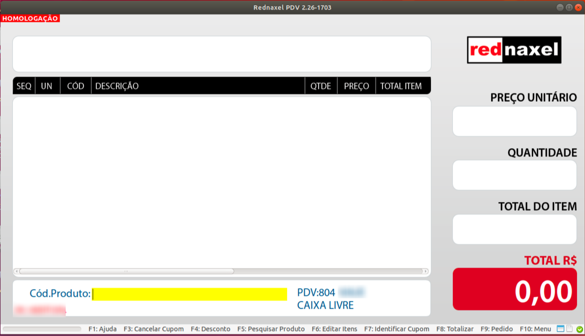 PDV >>> Tela Inicial: