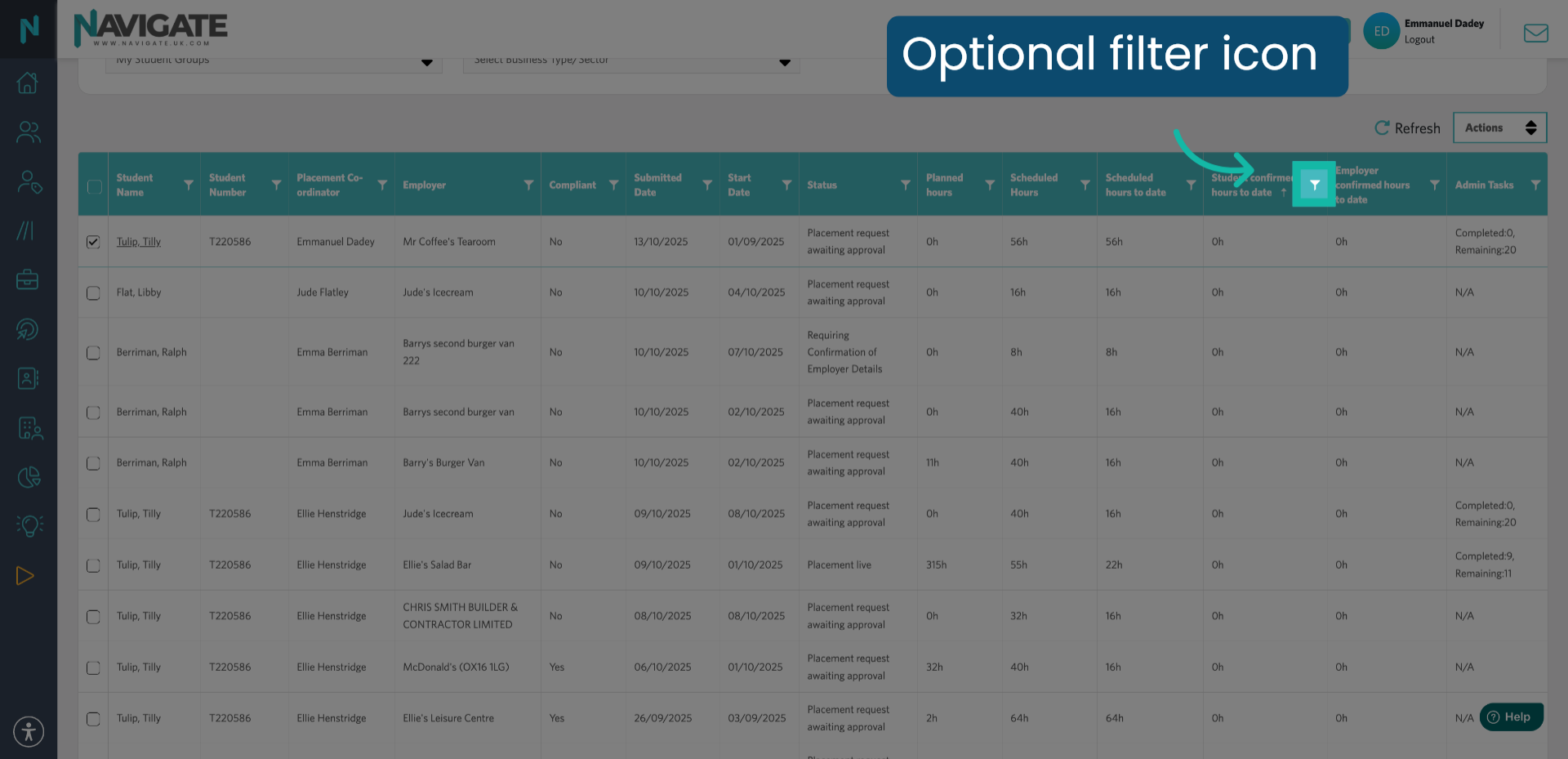 Optional Filter Icon