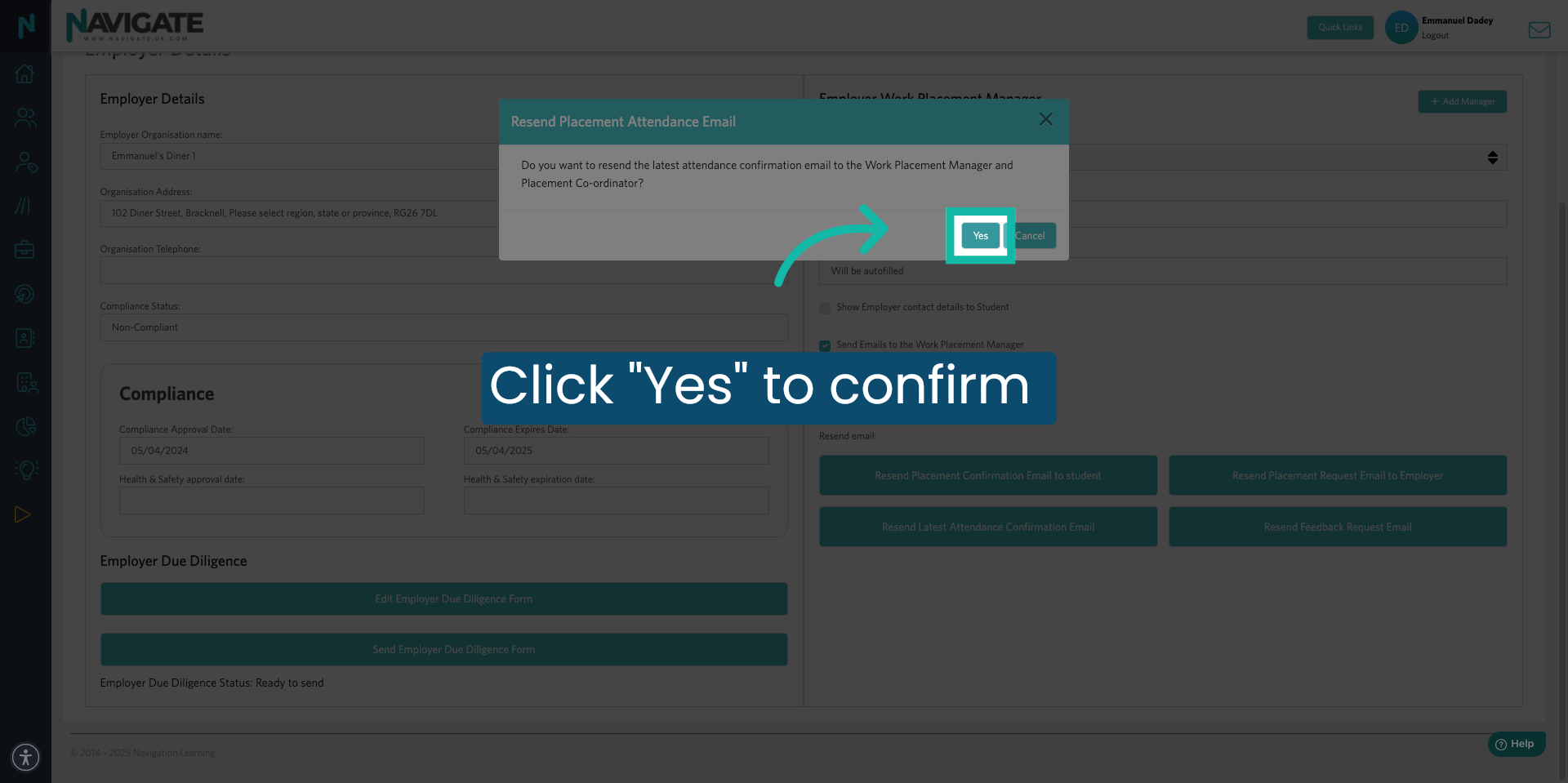 Confirm Resend Action
