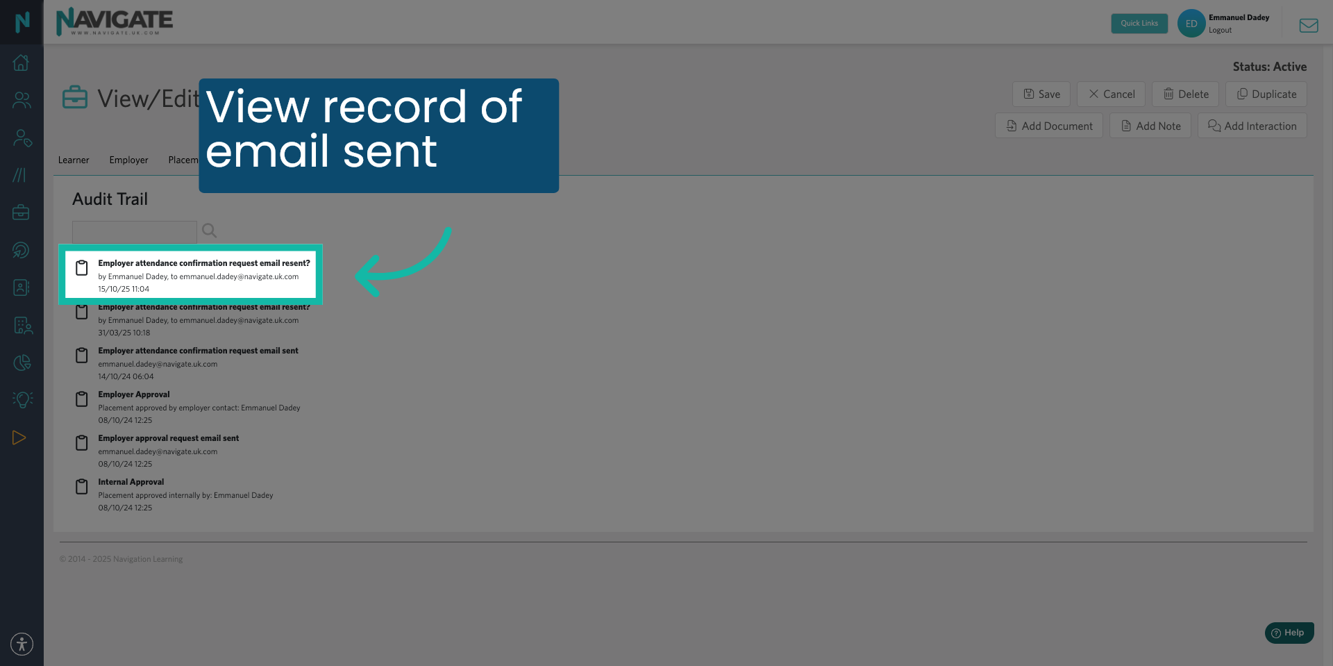 View Specific Audit Entry