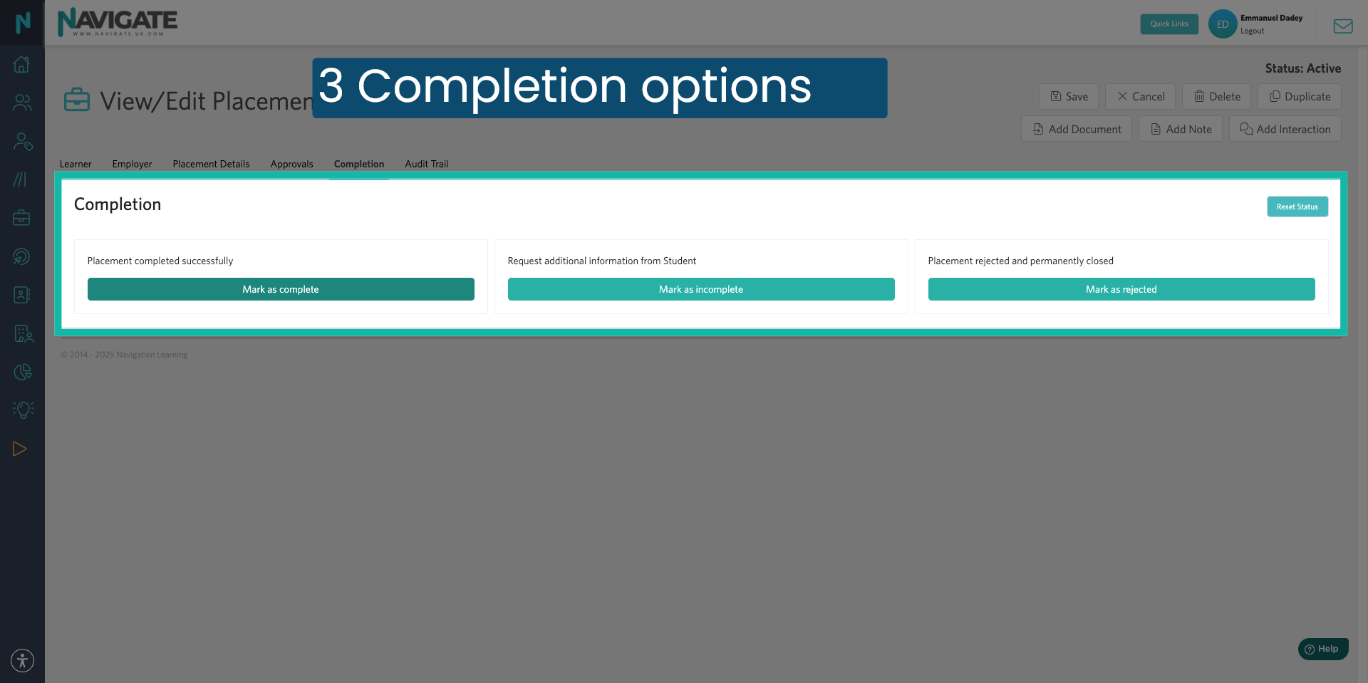 3 Completion Options