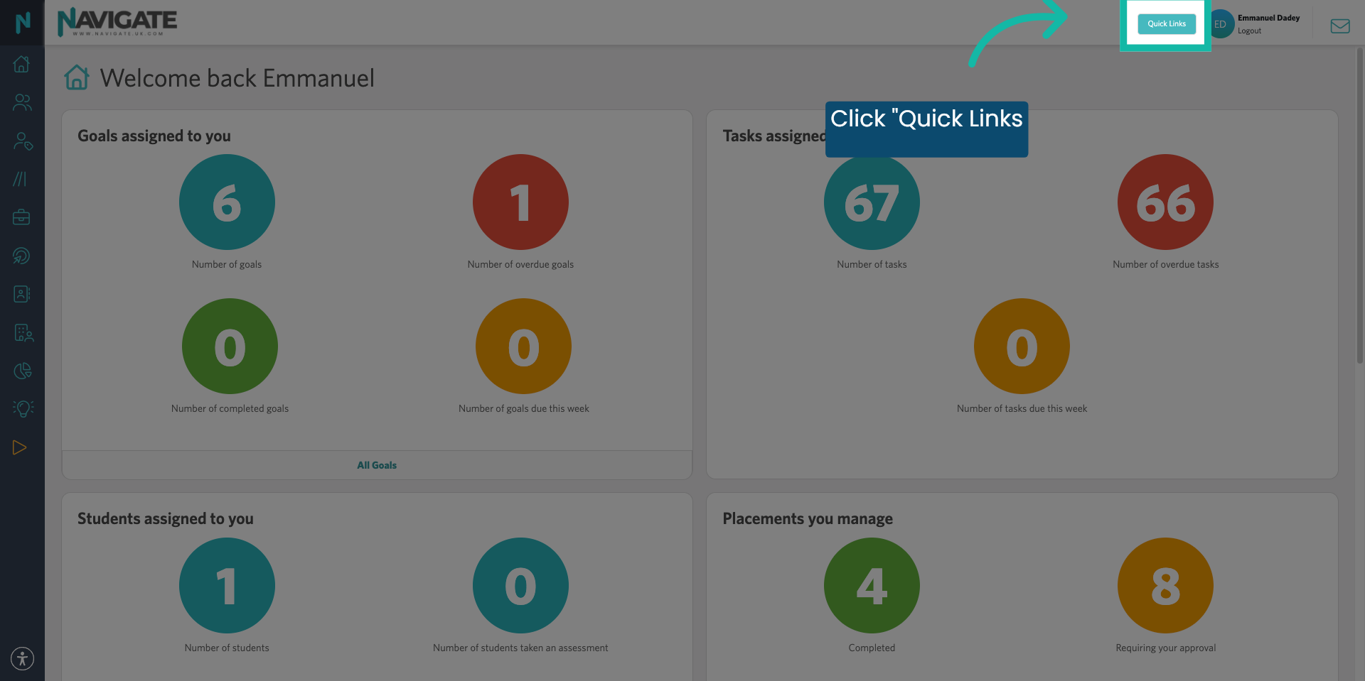 Access Quick Links Menu