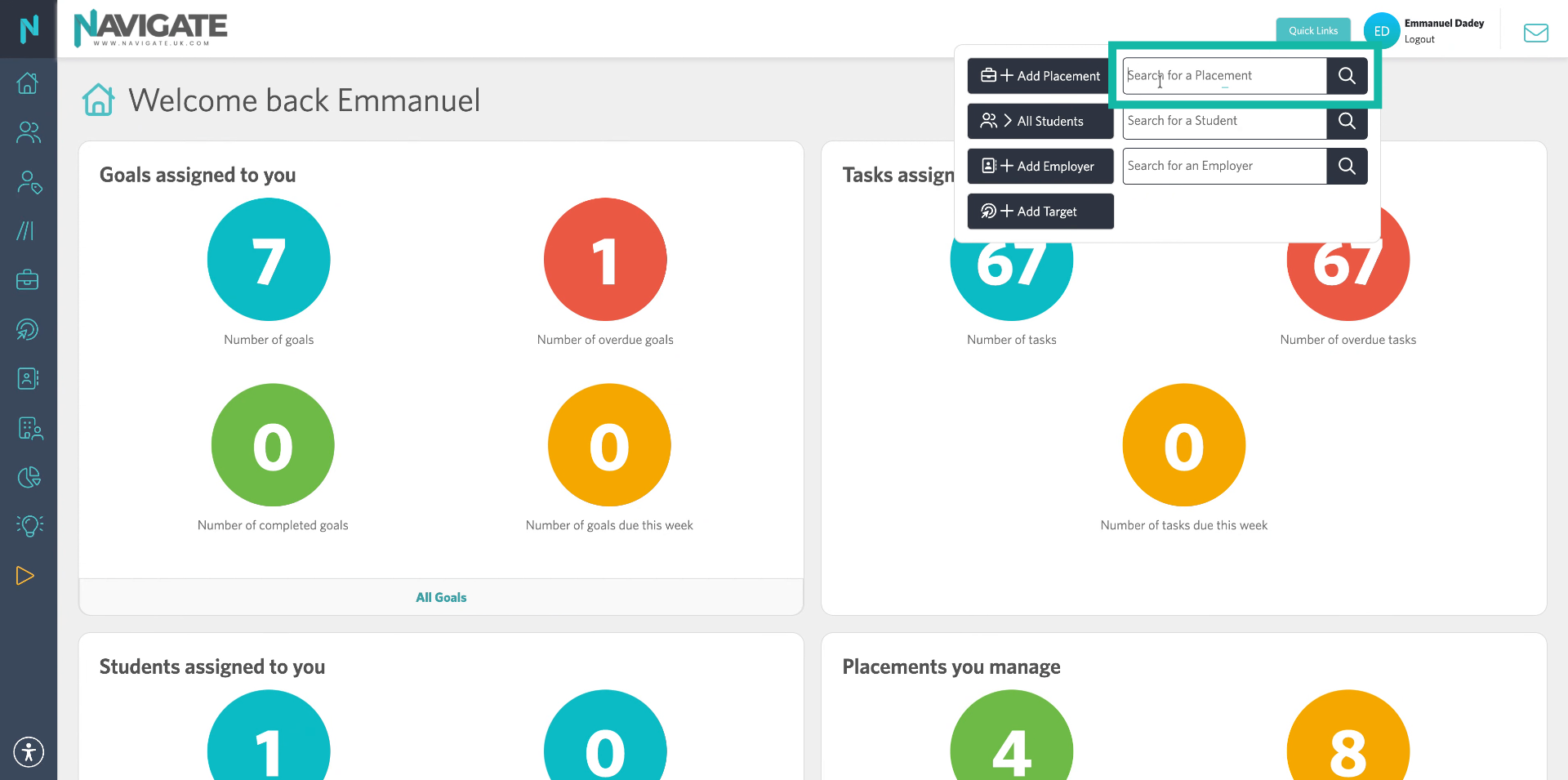 Enter the Student or Employer name