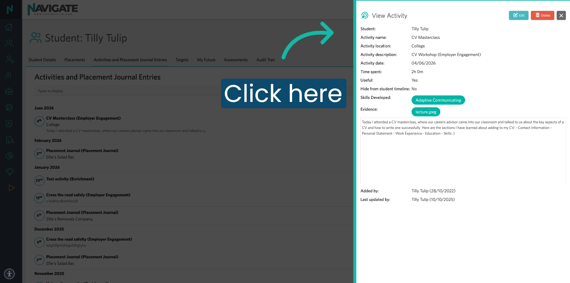 Open Activity Details