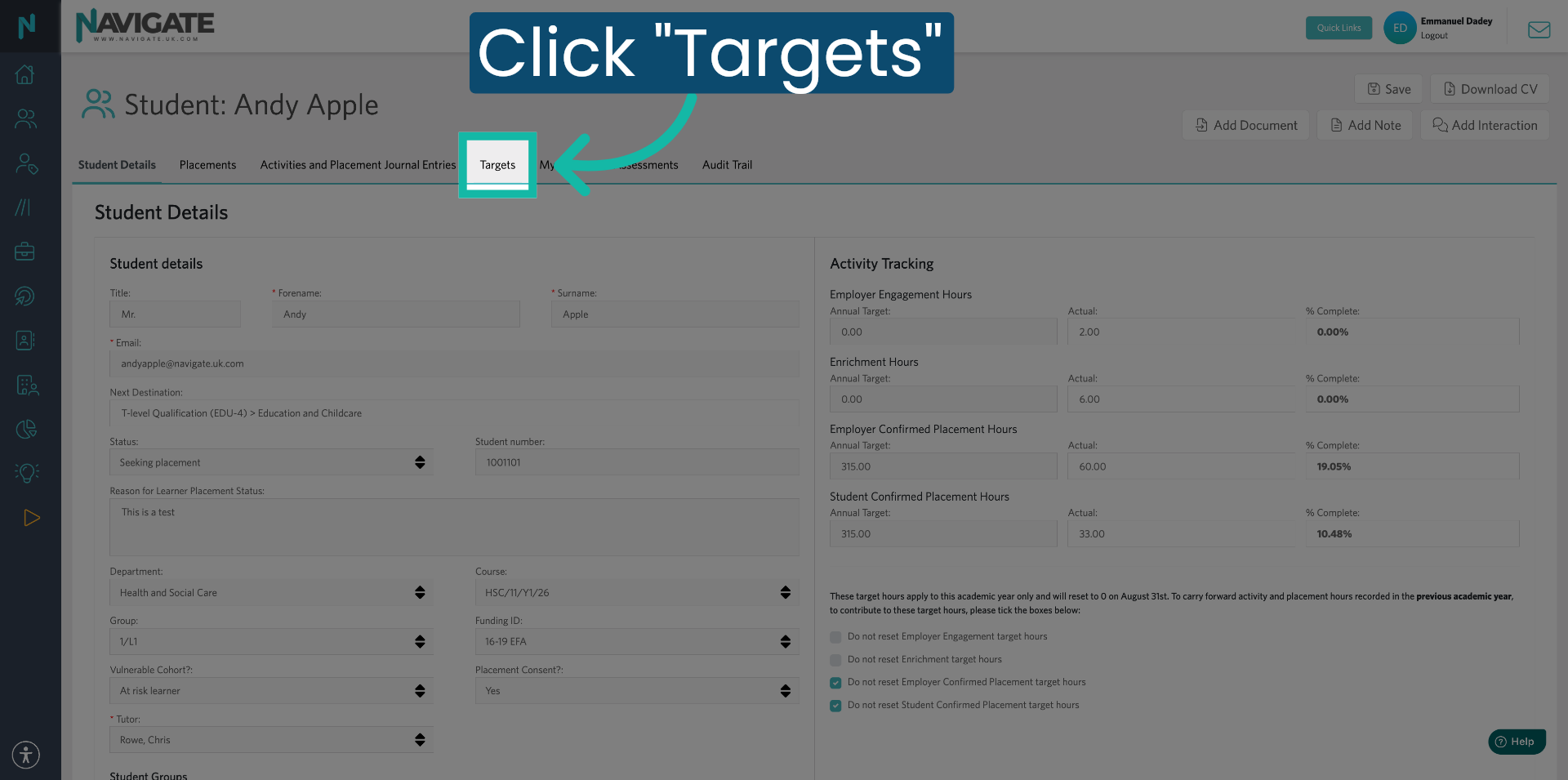 Open Targets Tab