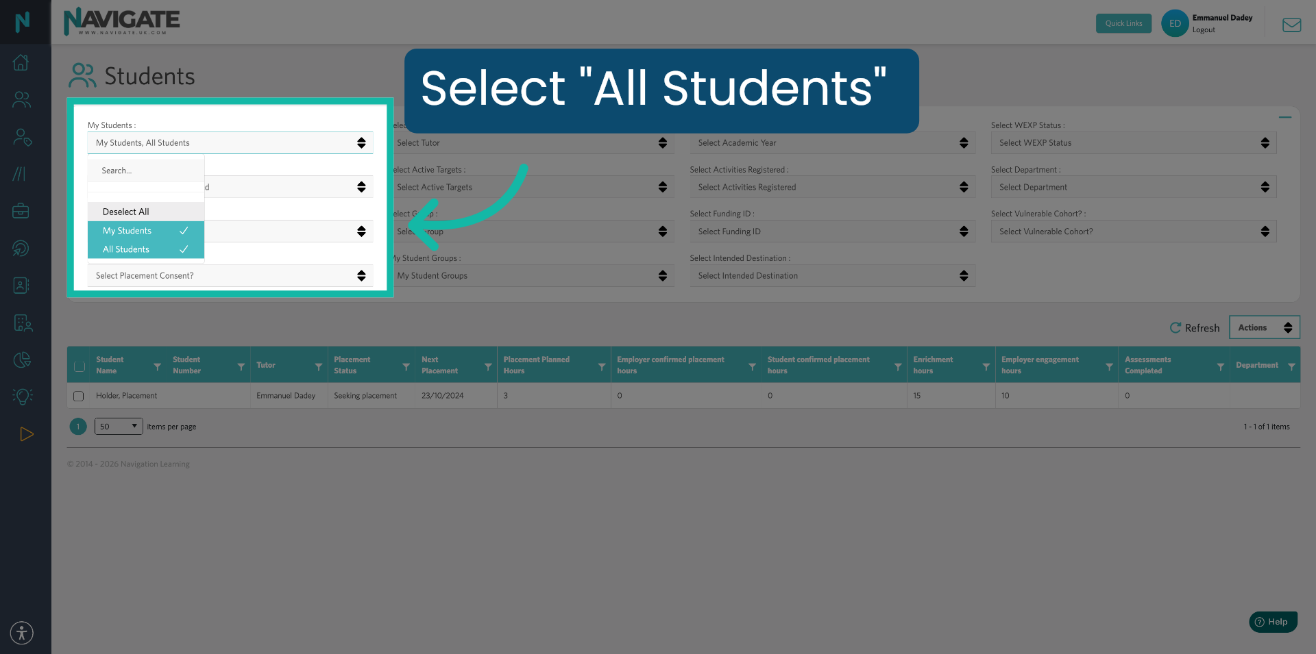 Select All Students