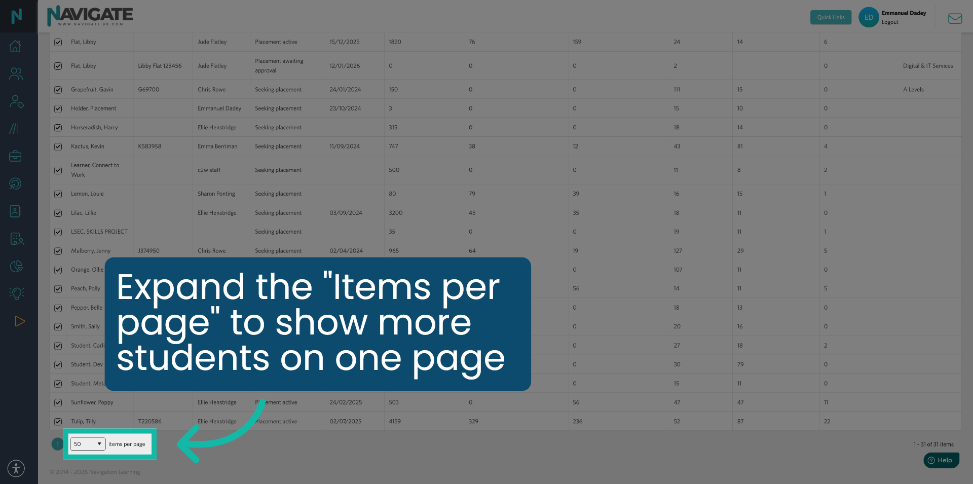 View All Students on One Page