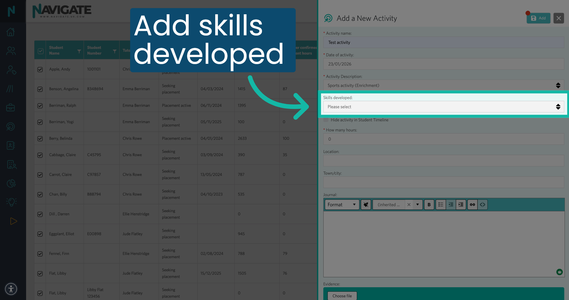 Add Skills Developed