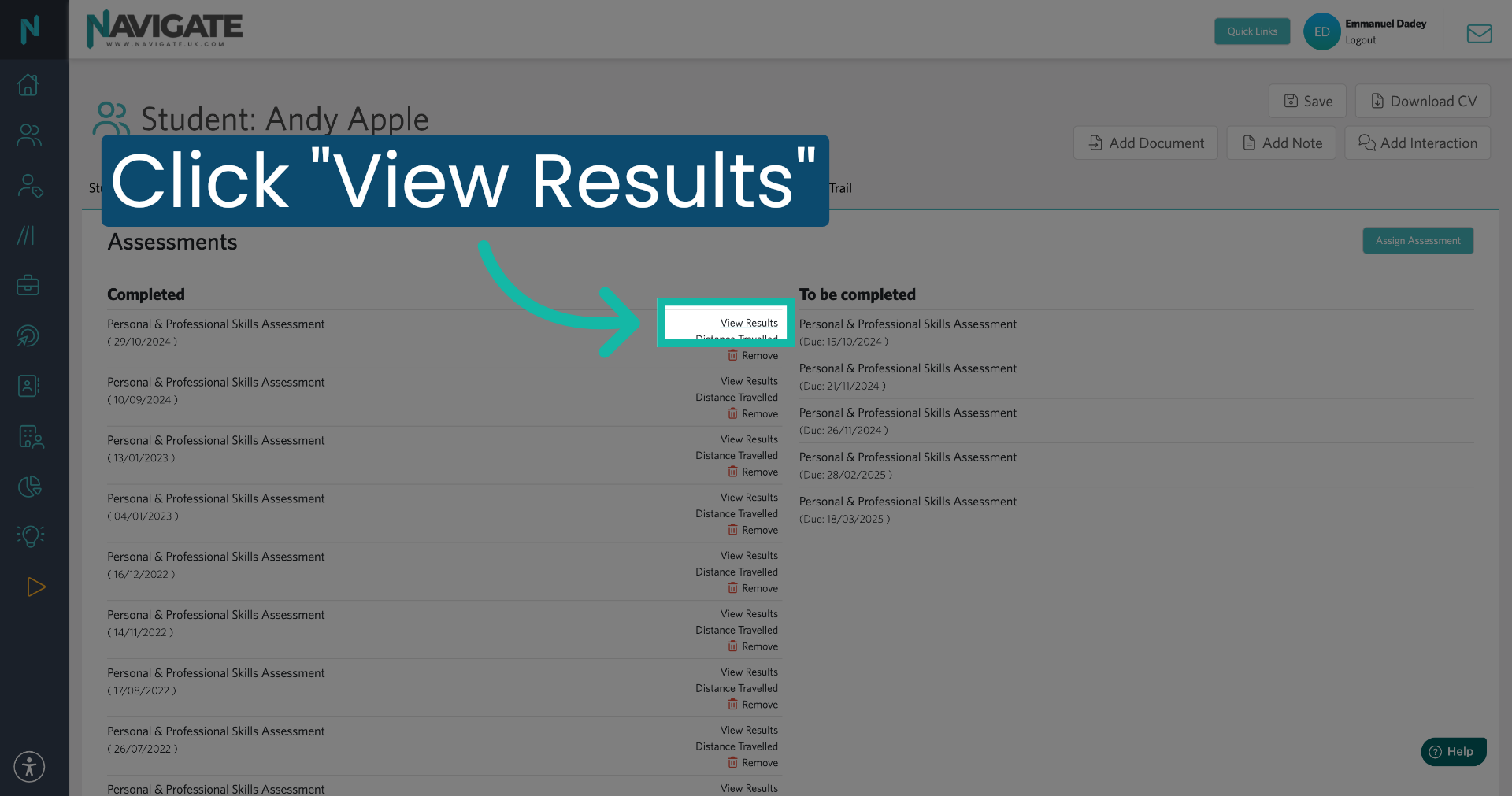 Click View Results Button