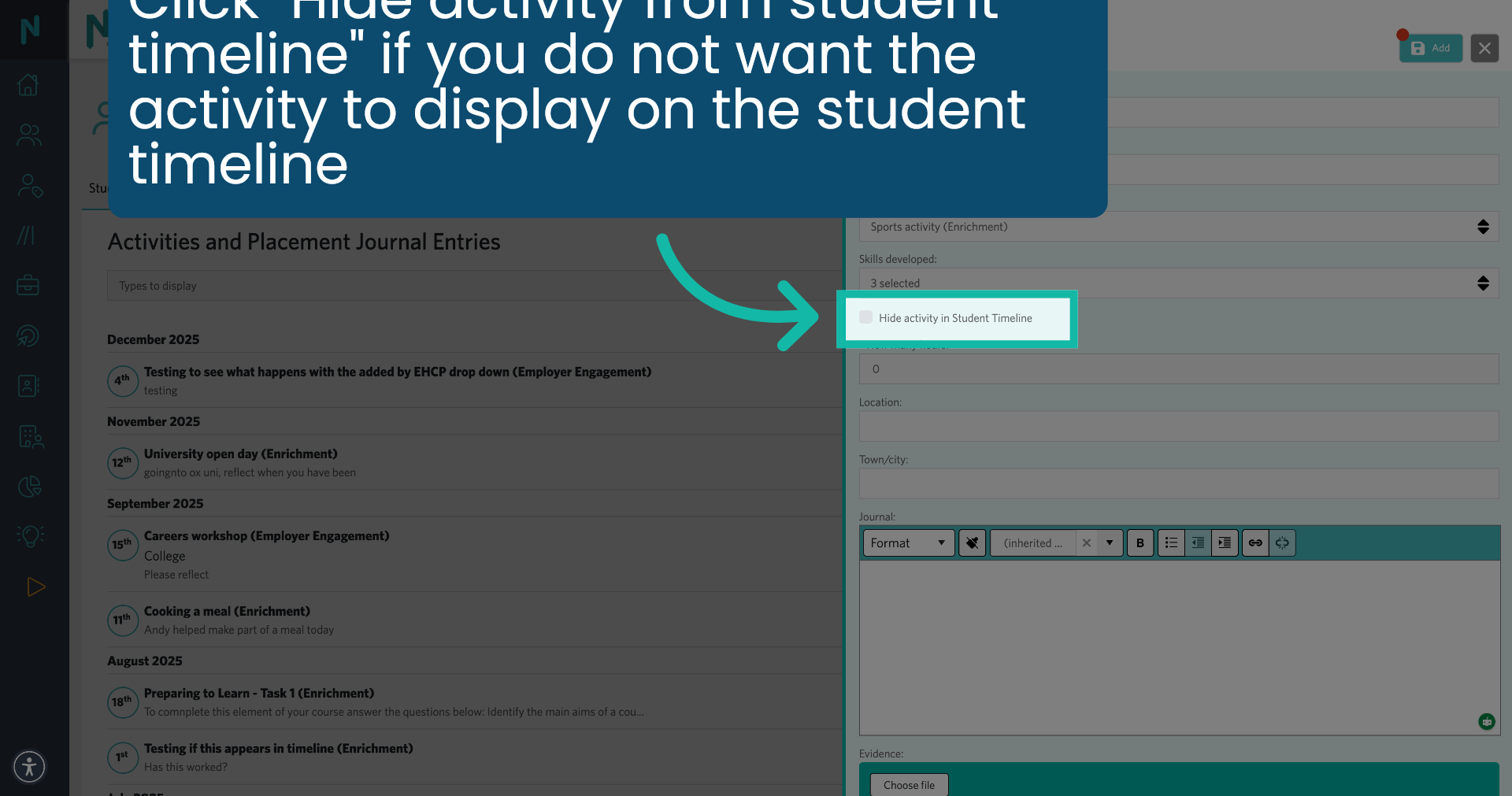 Hide Activity From Student