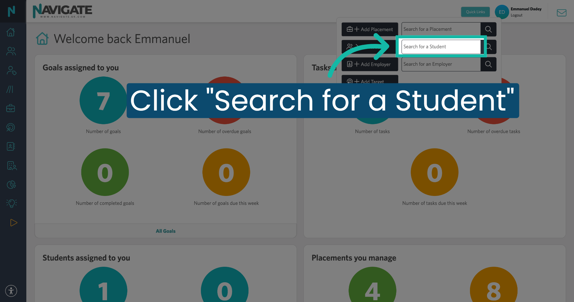 Select Search for a Student