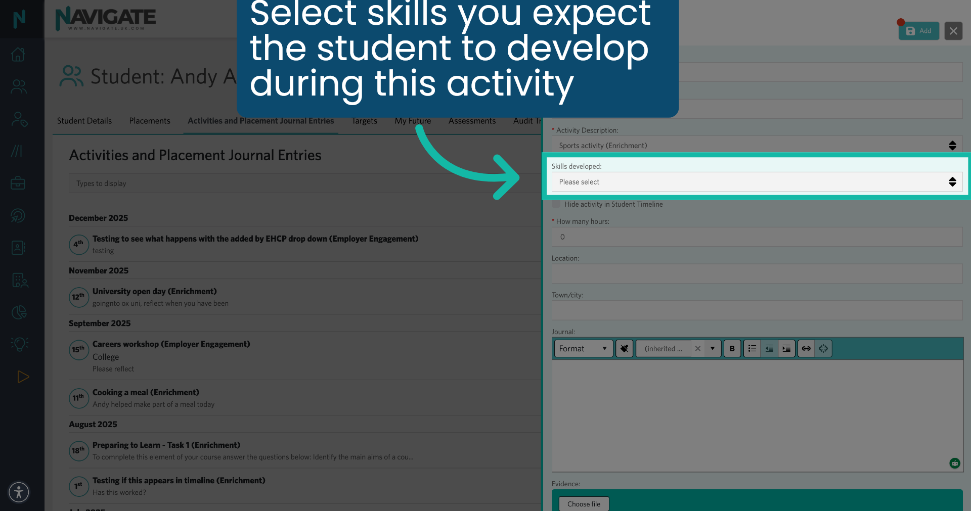 Add Skills Developed