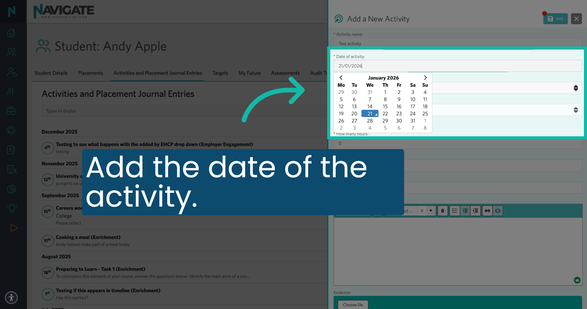 Add Date of Activity