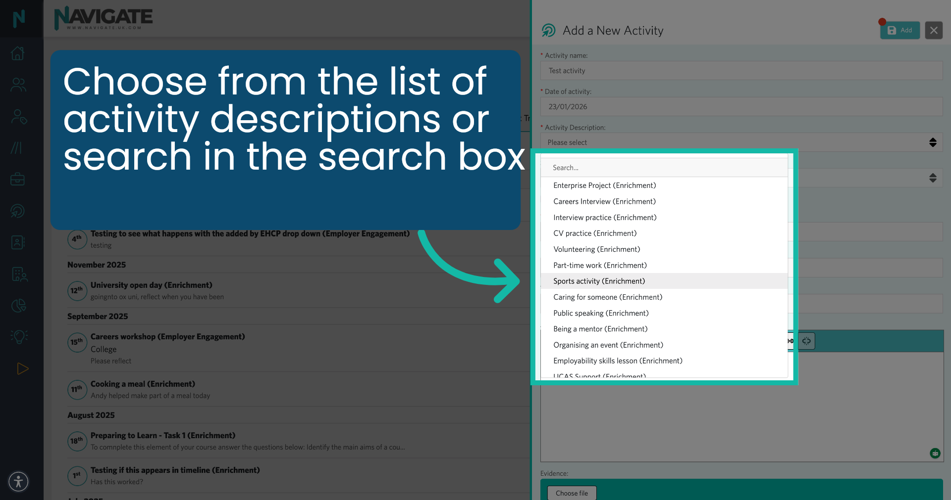 Choose Activity Category