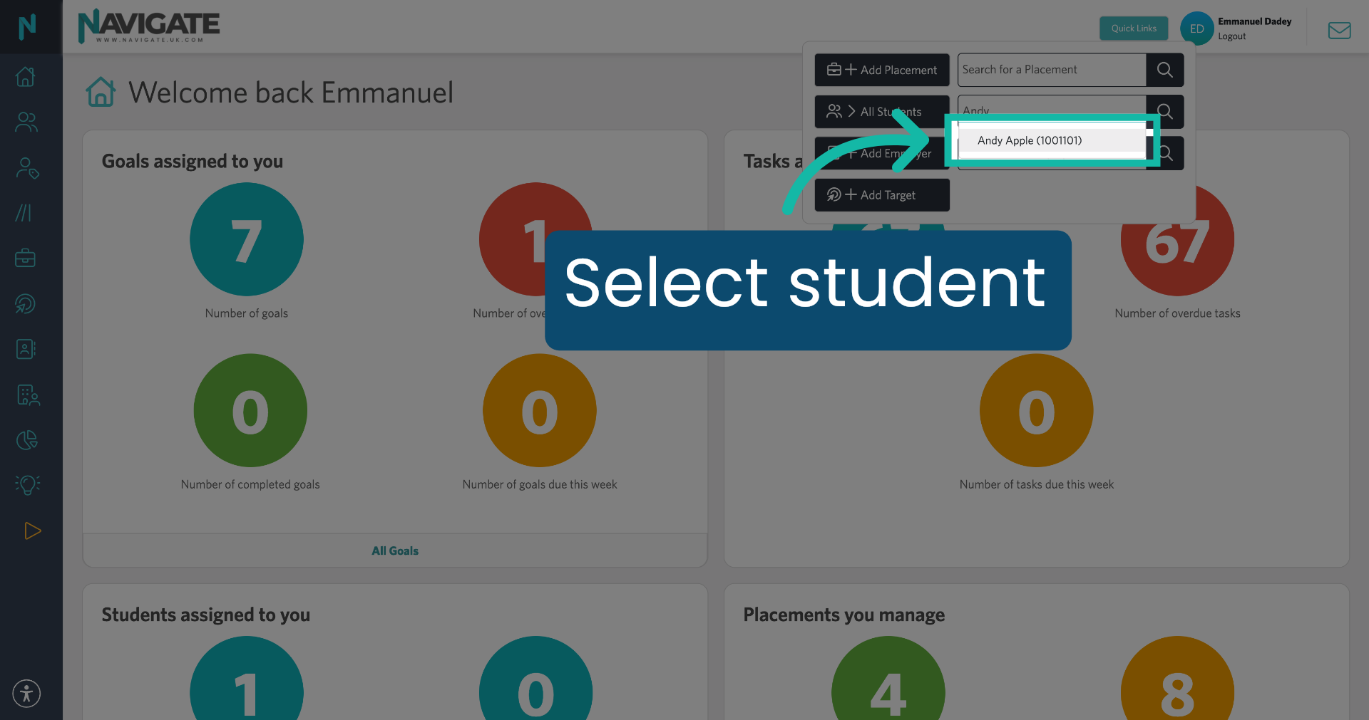 Select Student from List