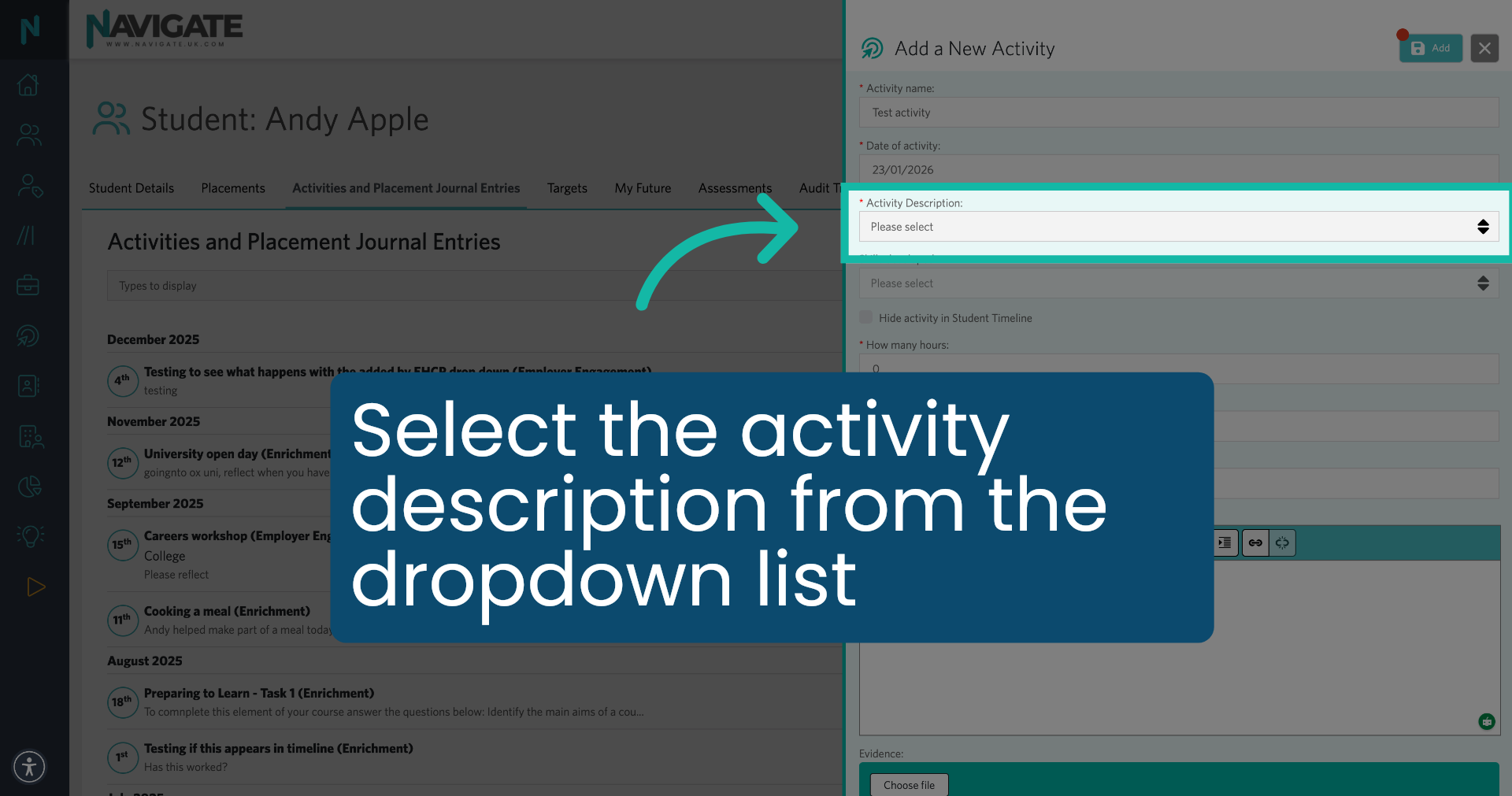 Select Activity Description