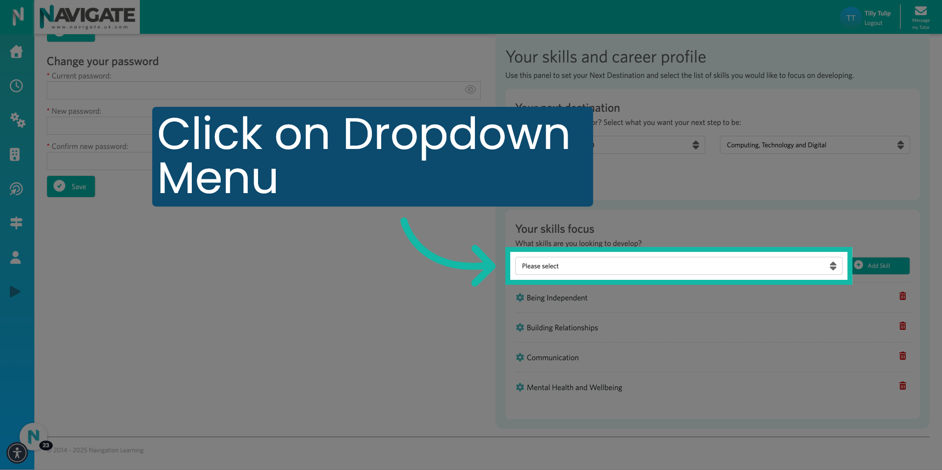 Click on Dropdown Menu 'Please select'