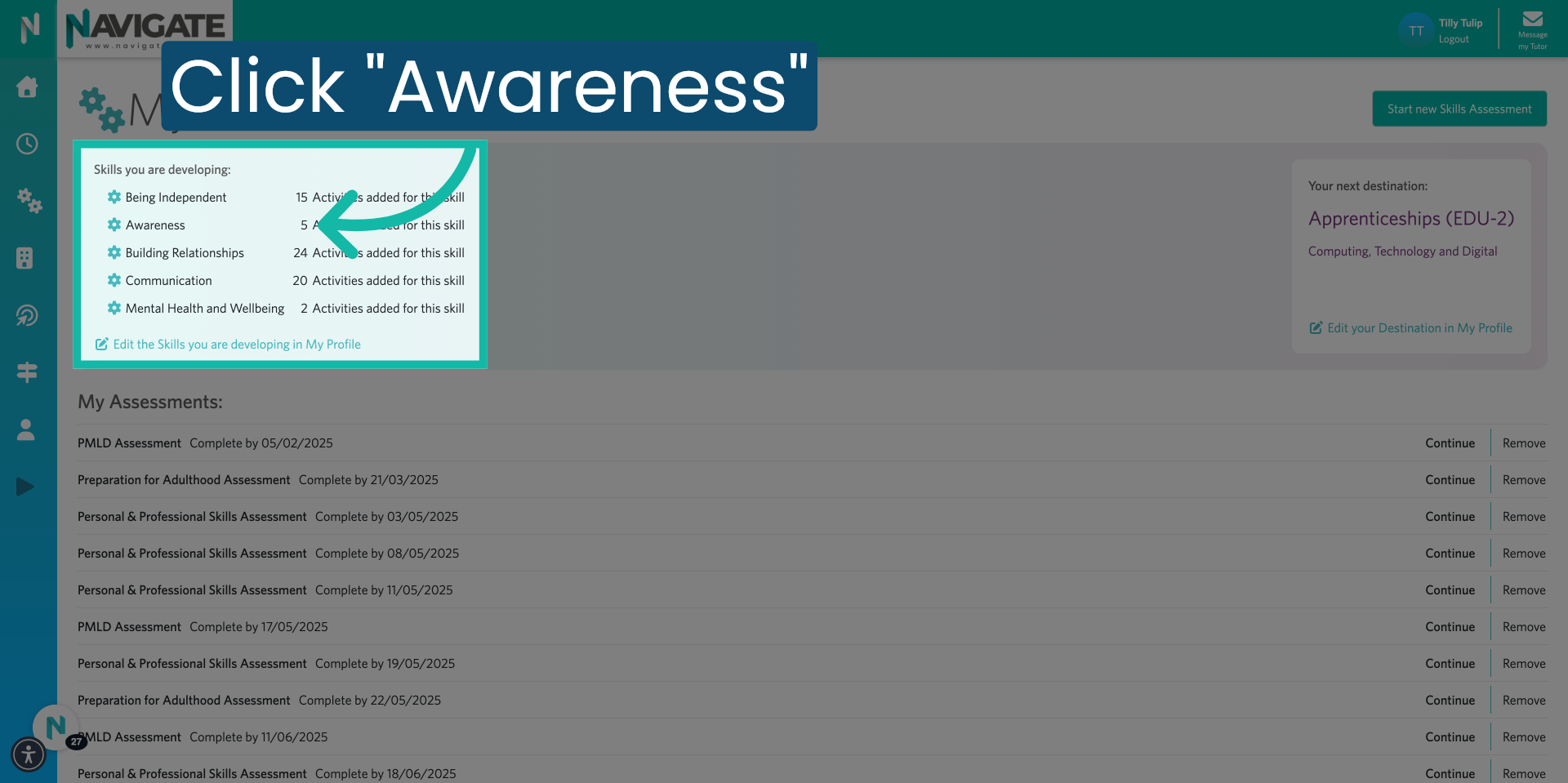 Click 'Awareness'