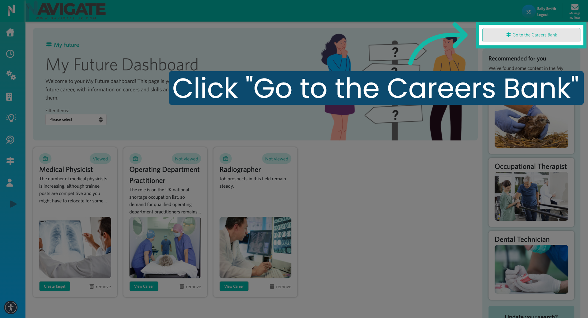 Navigate to Careers Bank