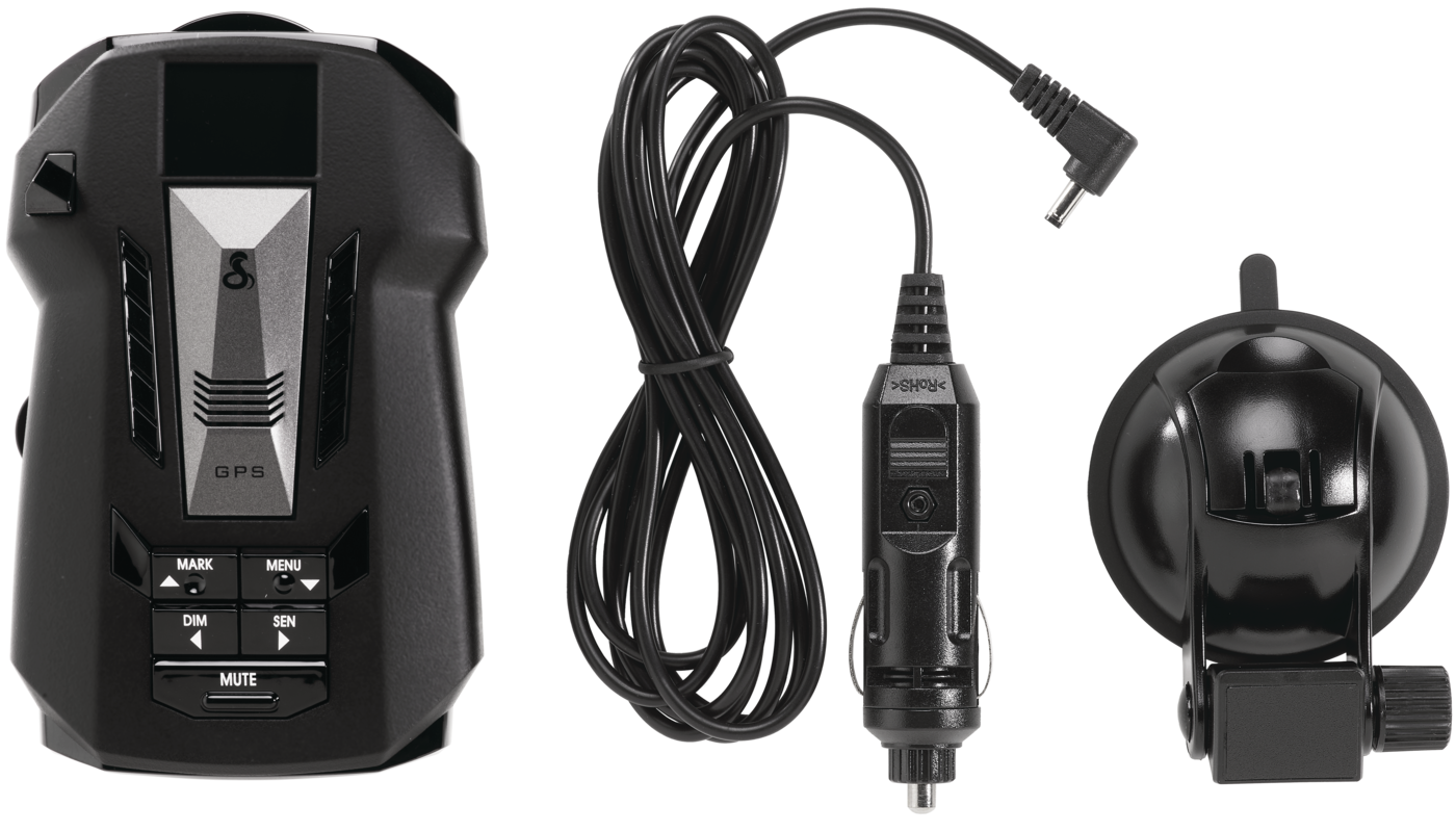 RAD700i radar detector, straight power cord, and EZ Mag Mount