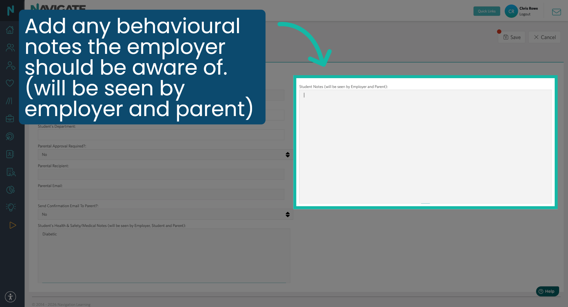 Access Student Notes Section