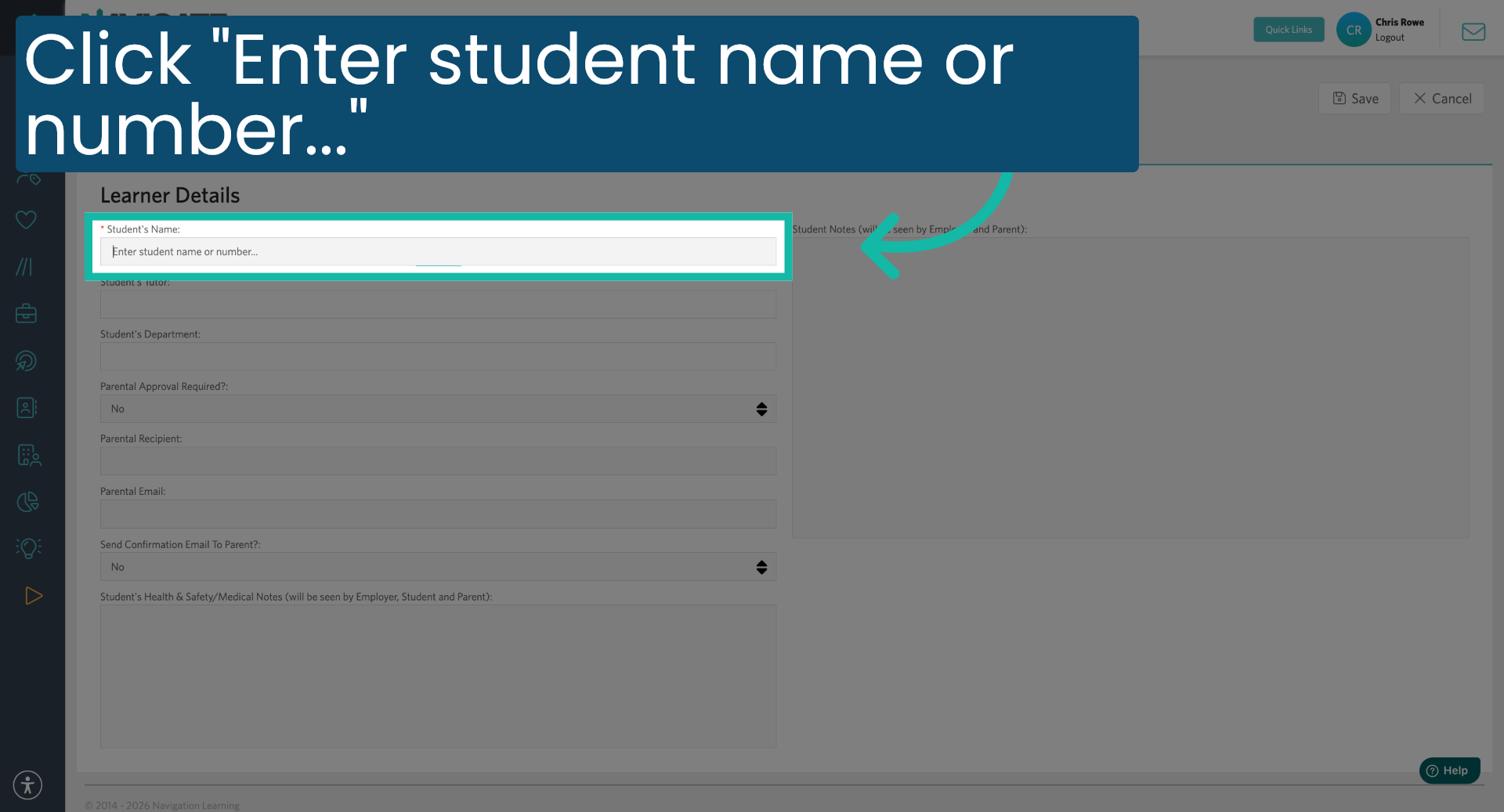 Access Student Search Field