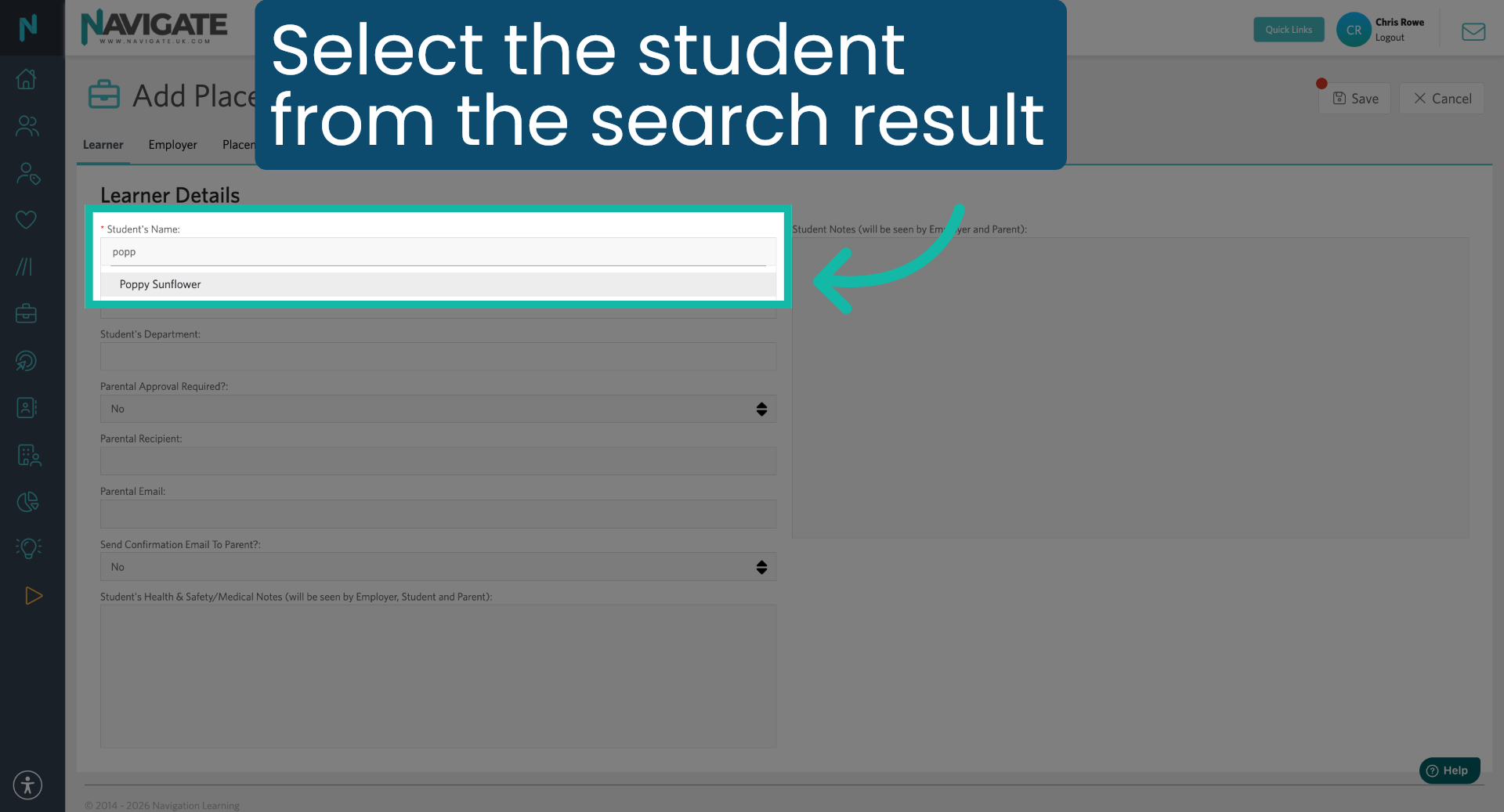Select Student from List