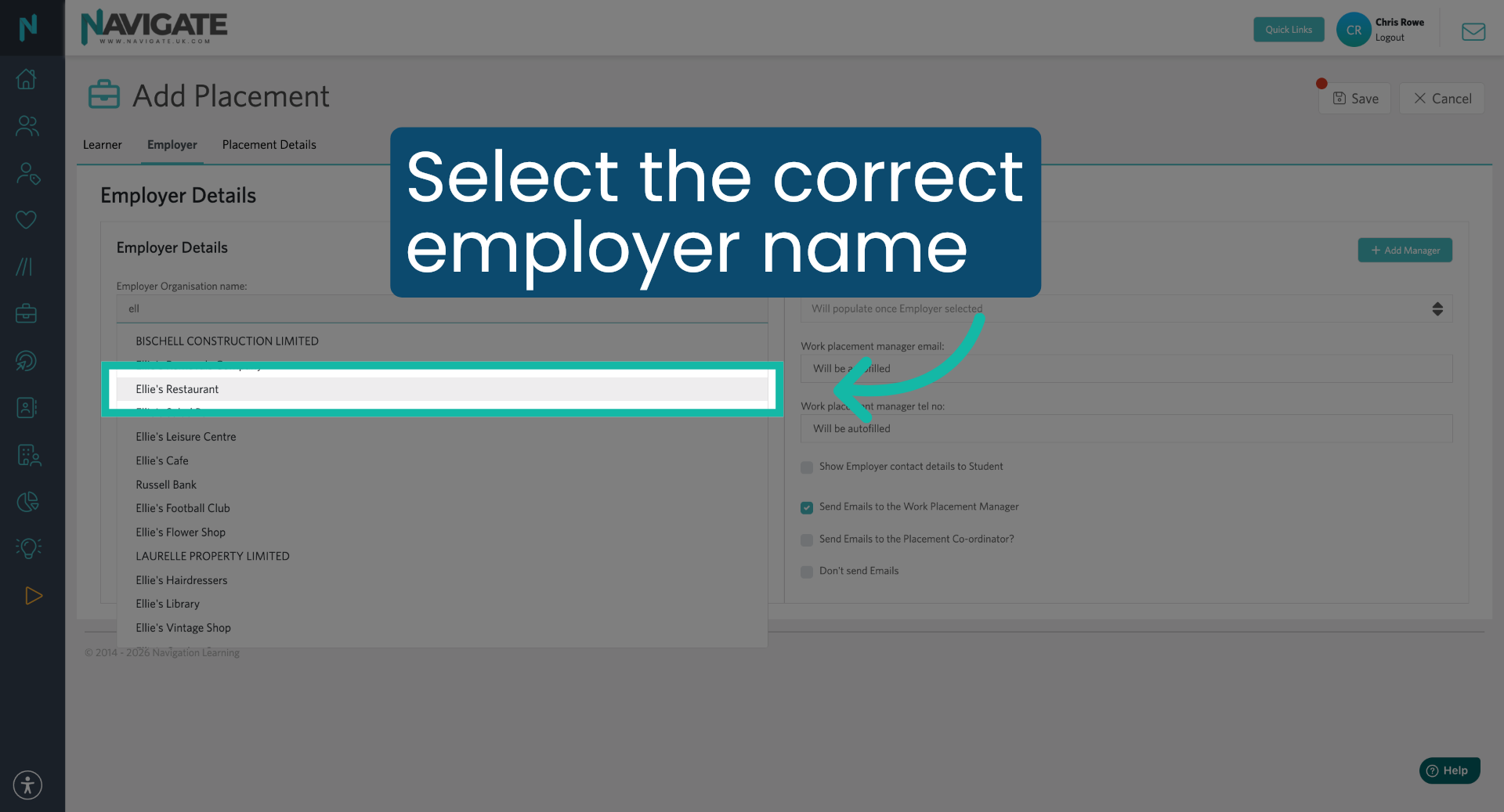 Select Employer from List