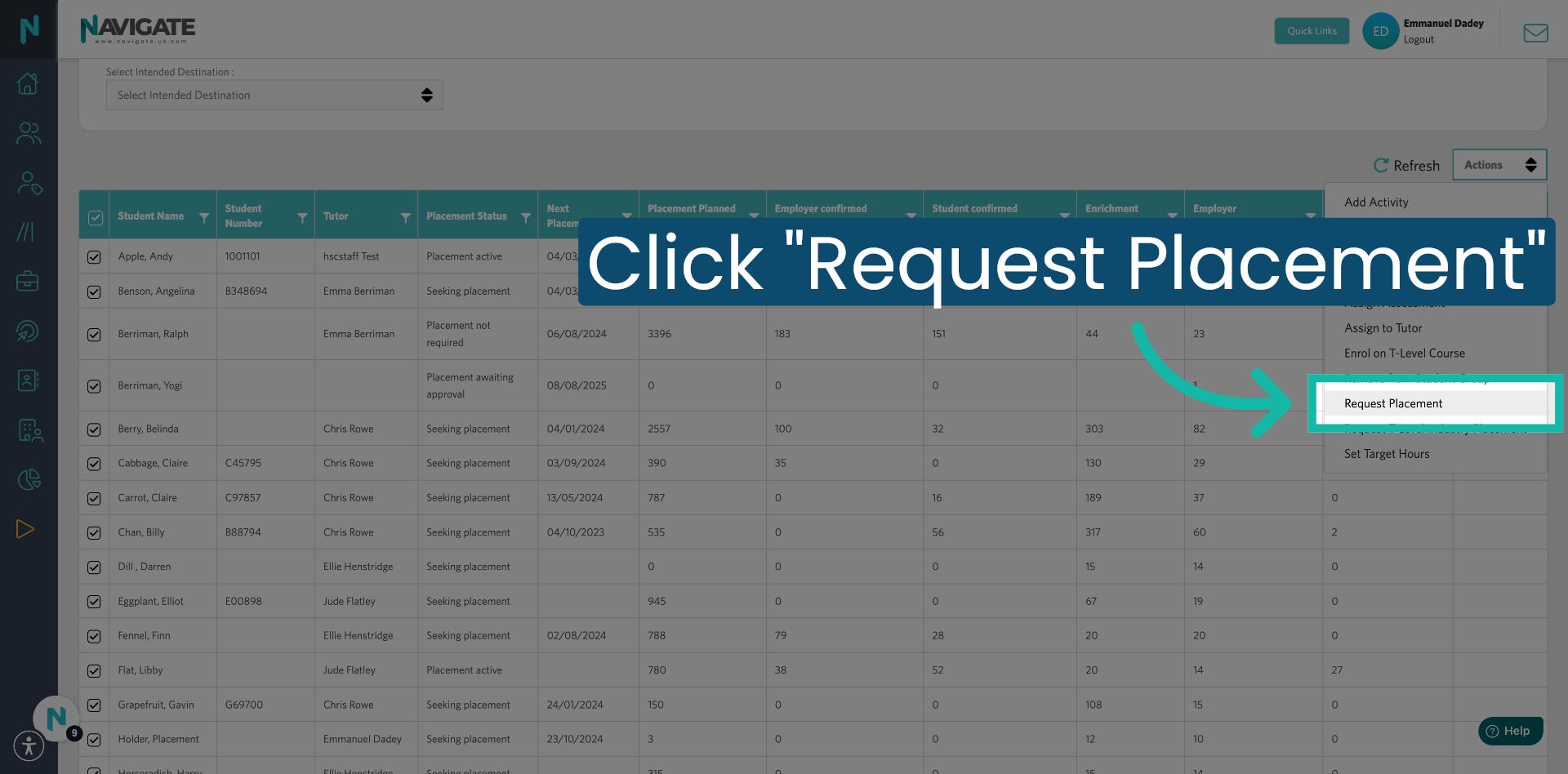 Click 'Request Placement'