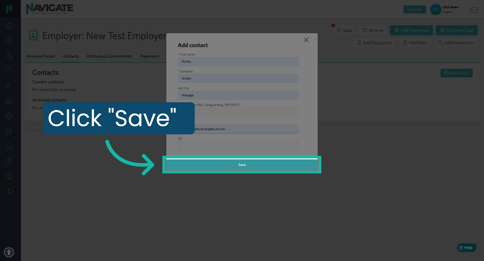 Save Contact Information