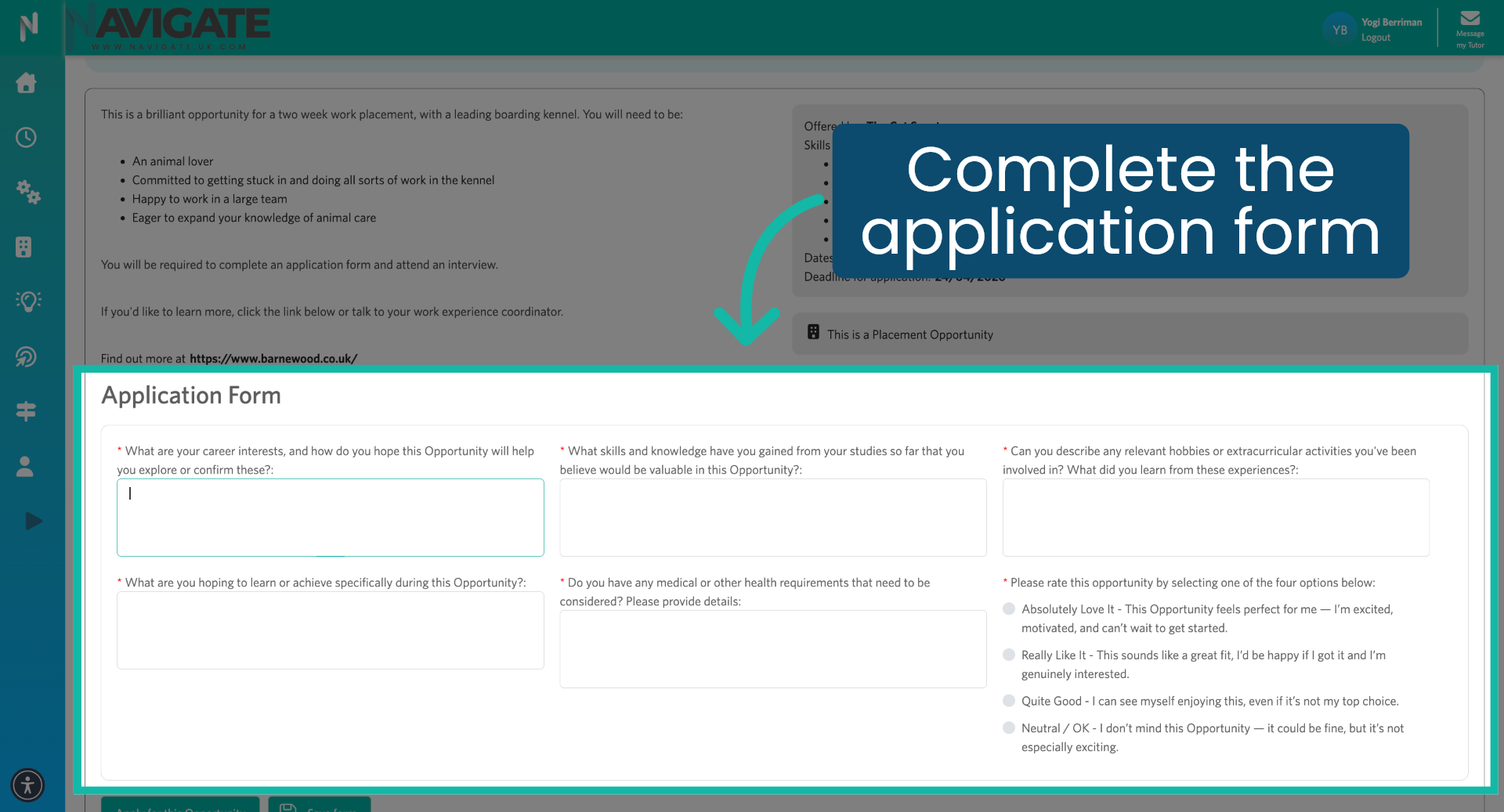 Complete Application Form