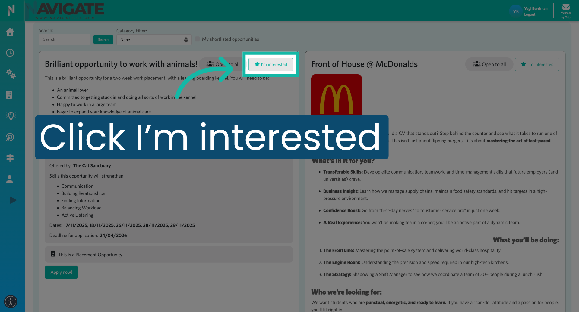 Express Interest in Opportunity