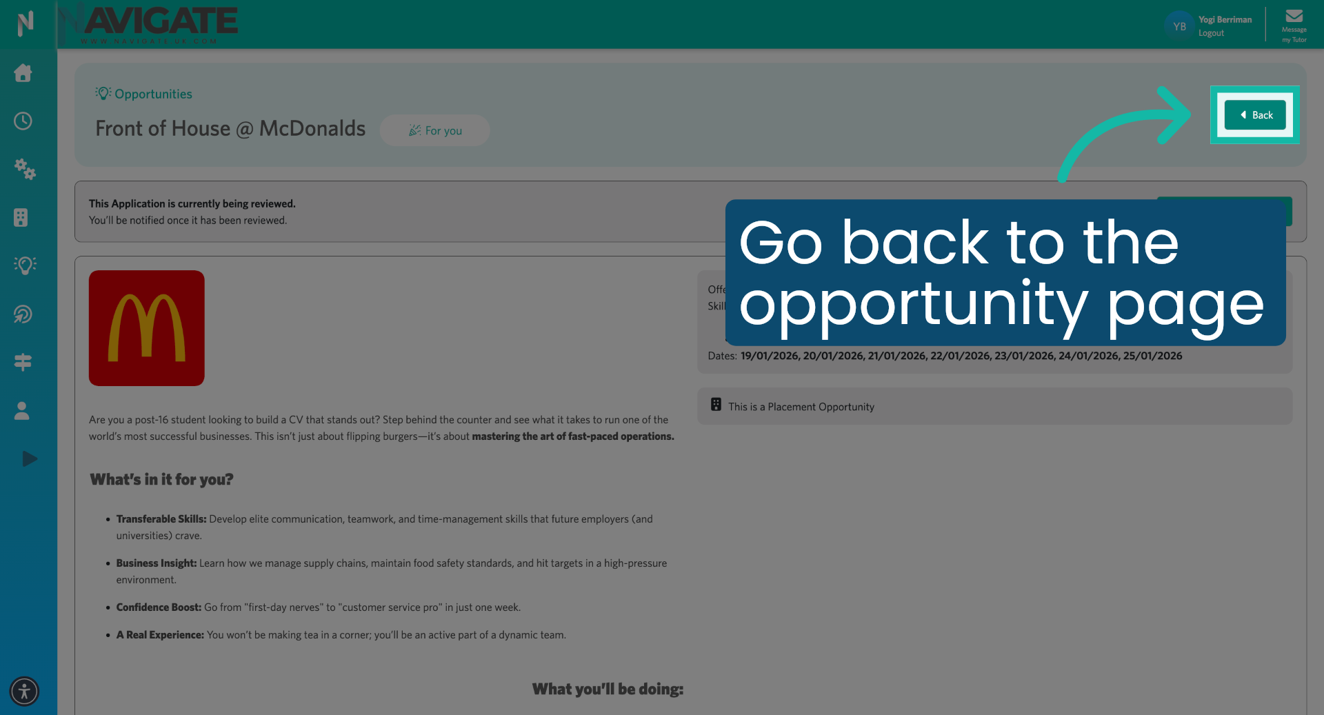 Navigate Back to Opportunity