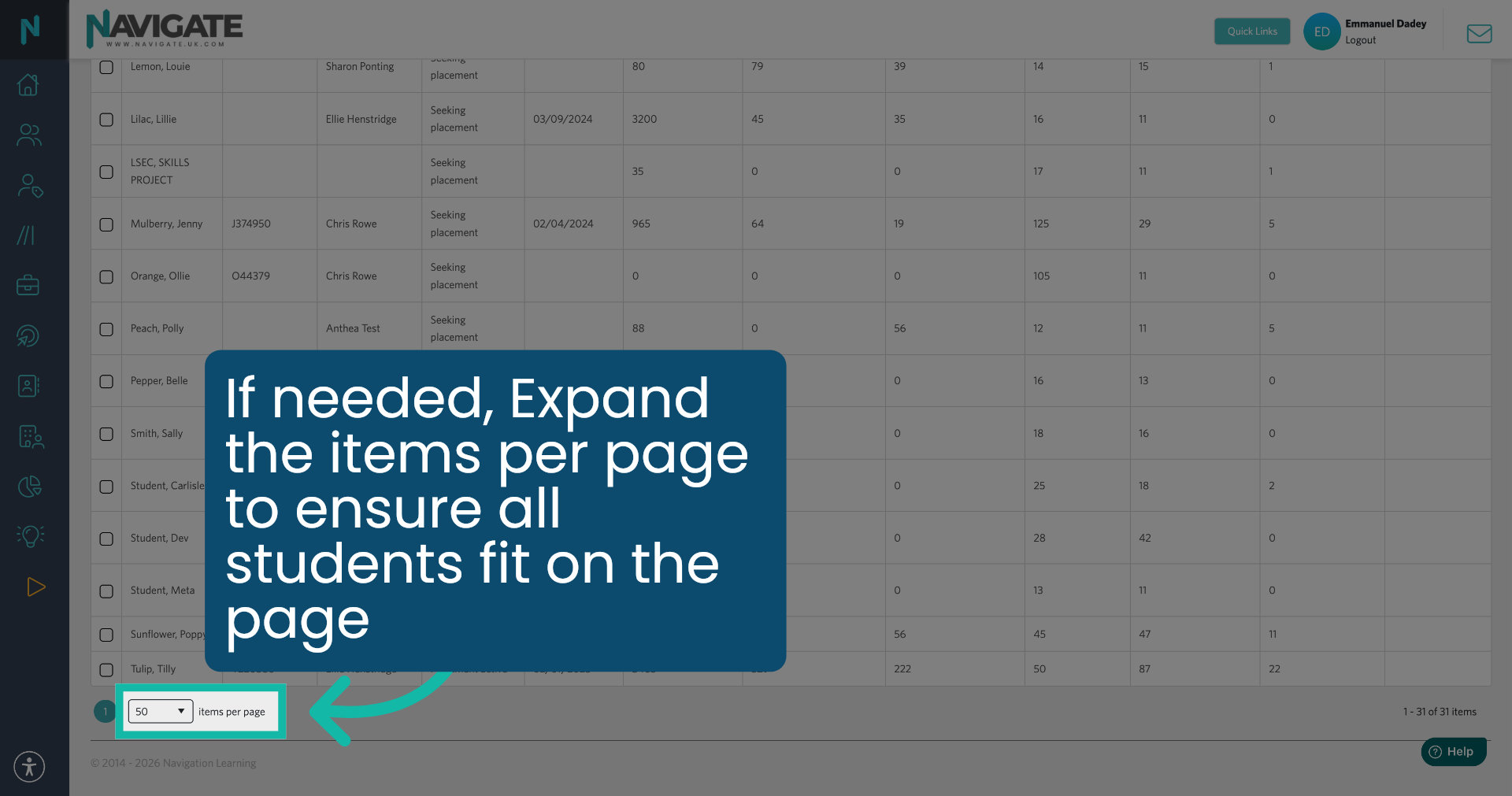 Expand Items Per Page