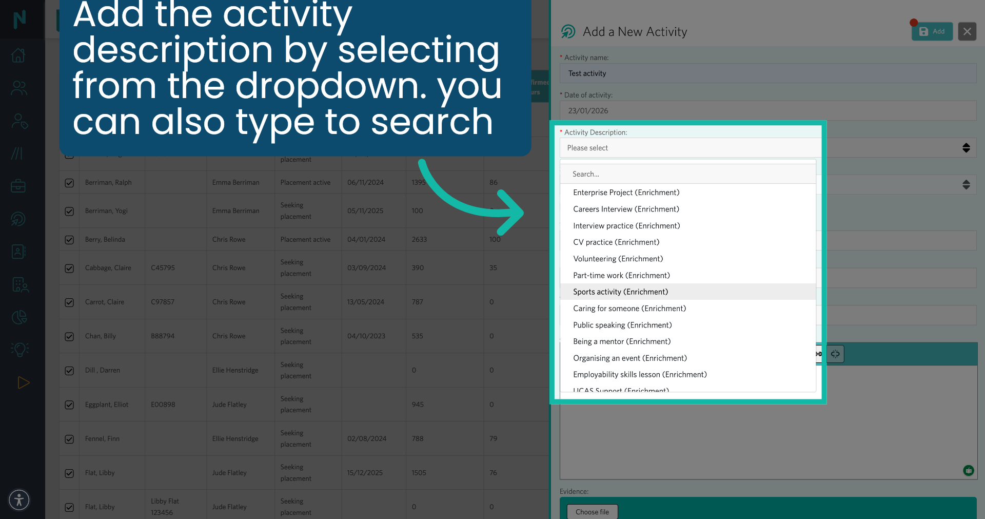 Choose Activity Description