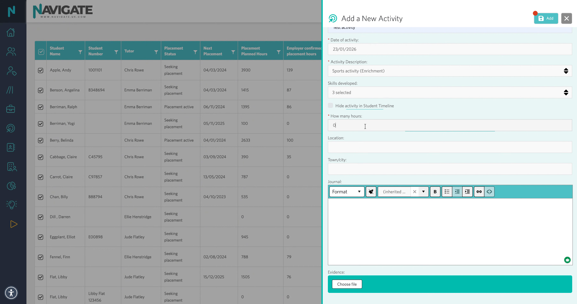 Enter Activity Duration