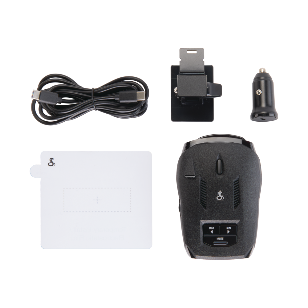 RAD390 radar detector, straight power cord, and EZ Mag Mount