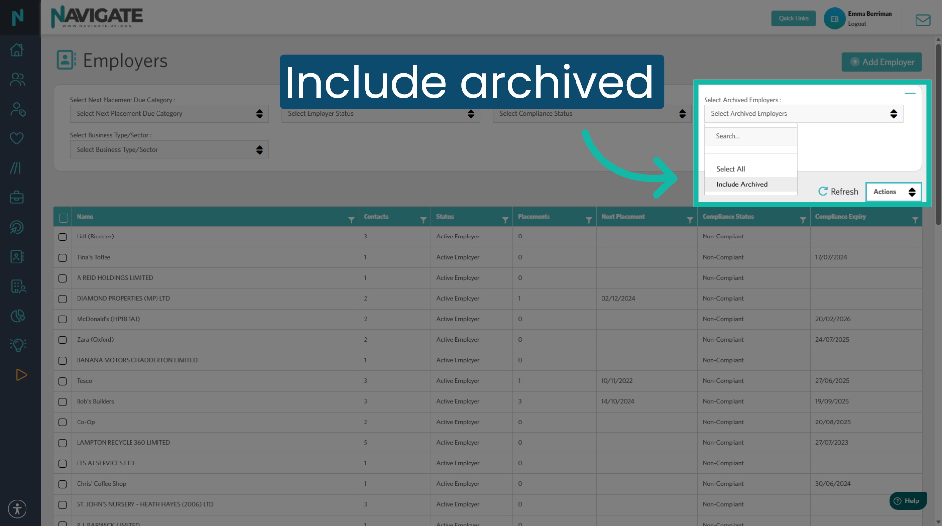 Include Archived Employers