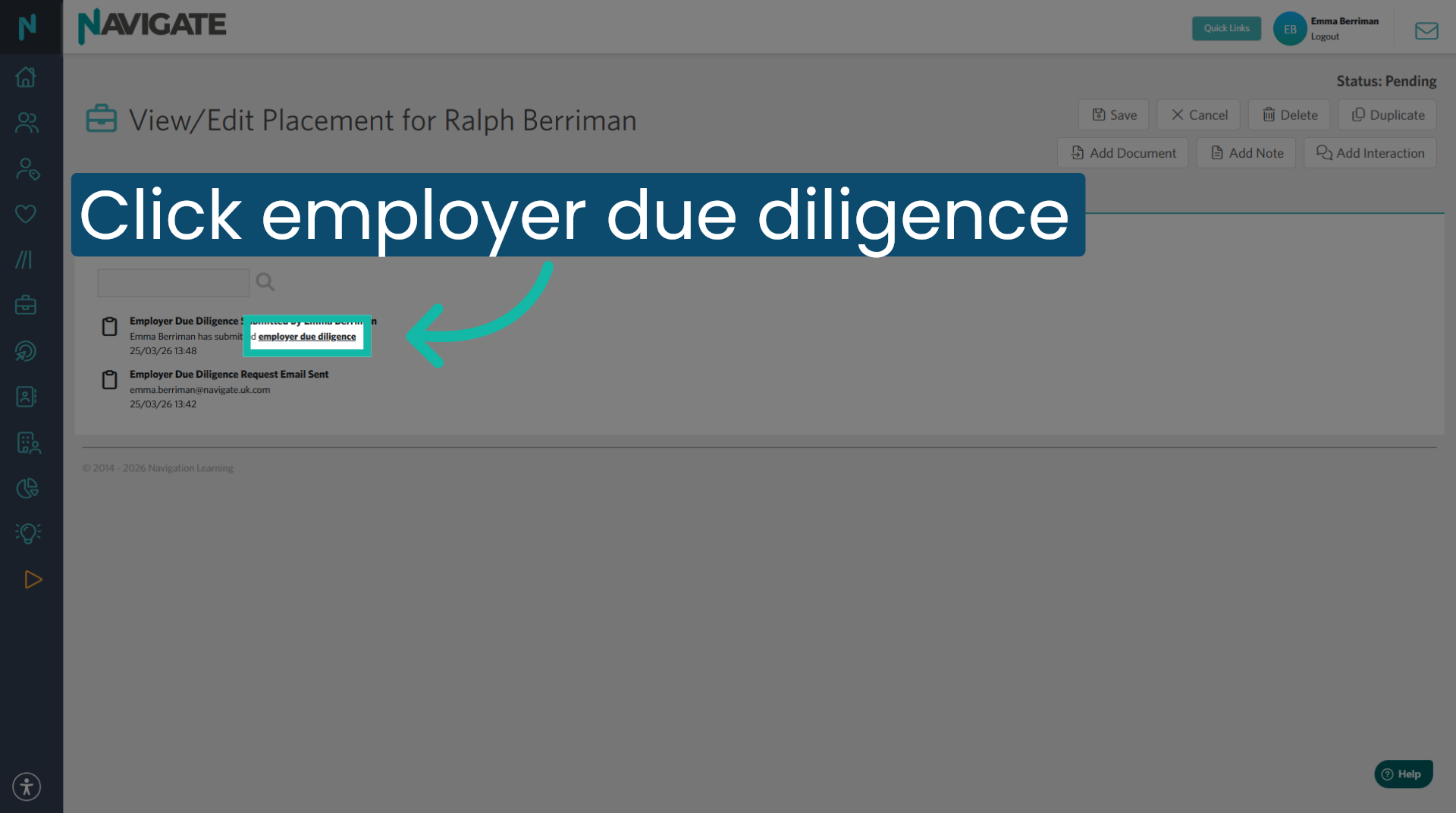 Employer Due Diligence hyperlink