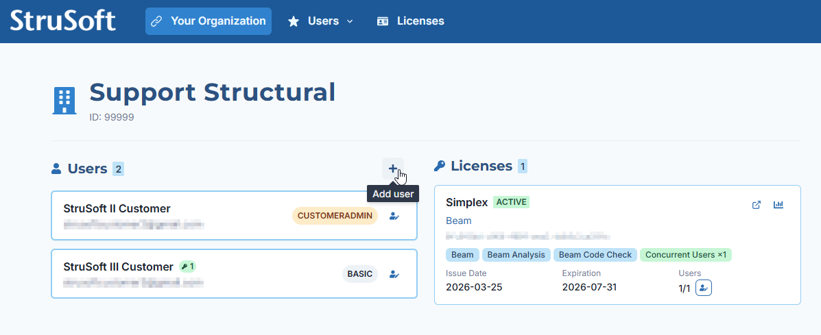 Add user button