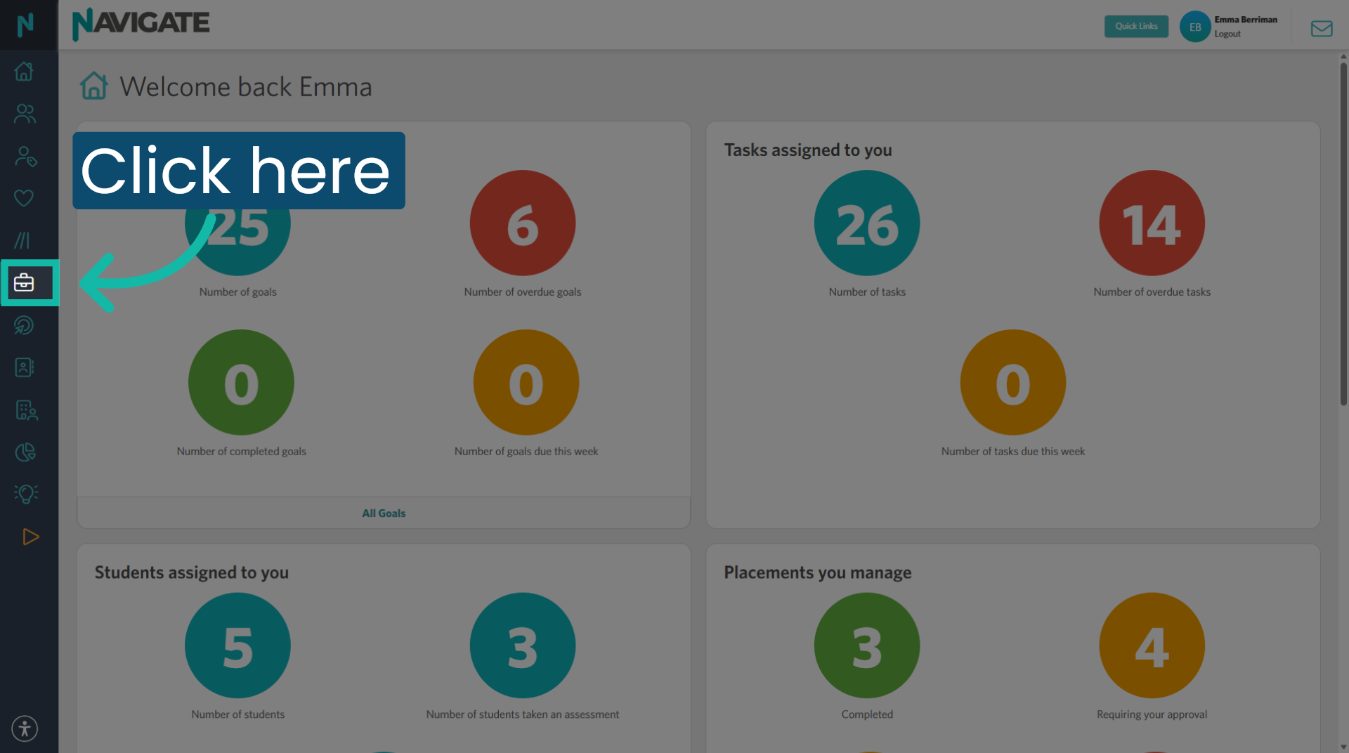 Click into the placement module