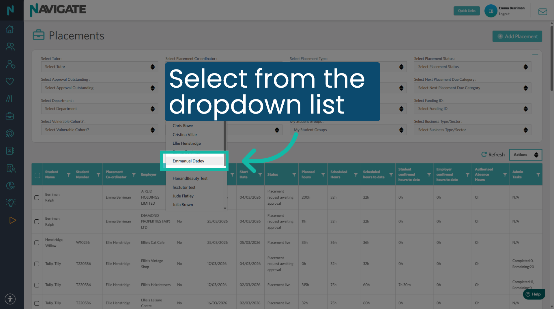 Select the coordinator