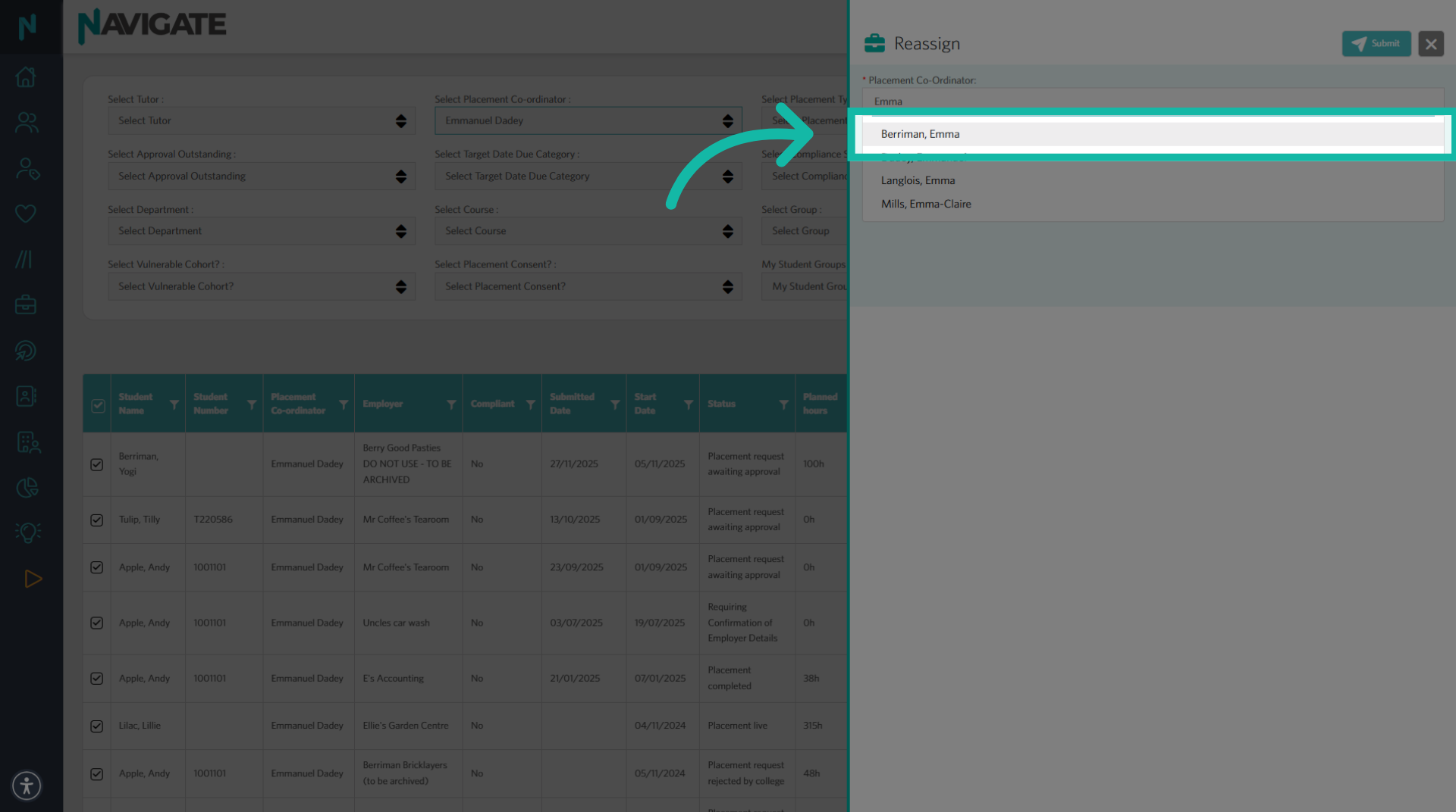 Select Coordinator from List