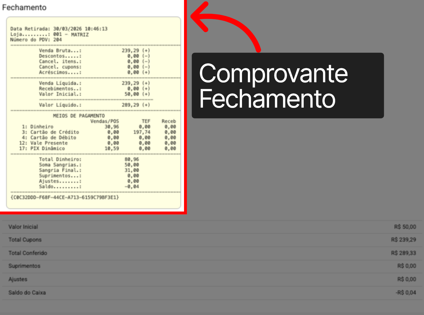 Tela Conferência PDV >>> 'Comprovante Digital':