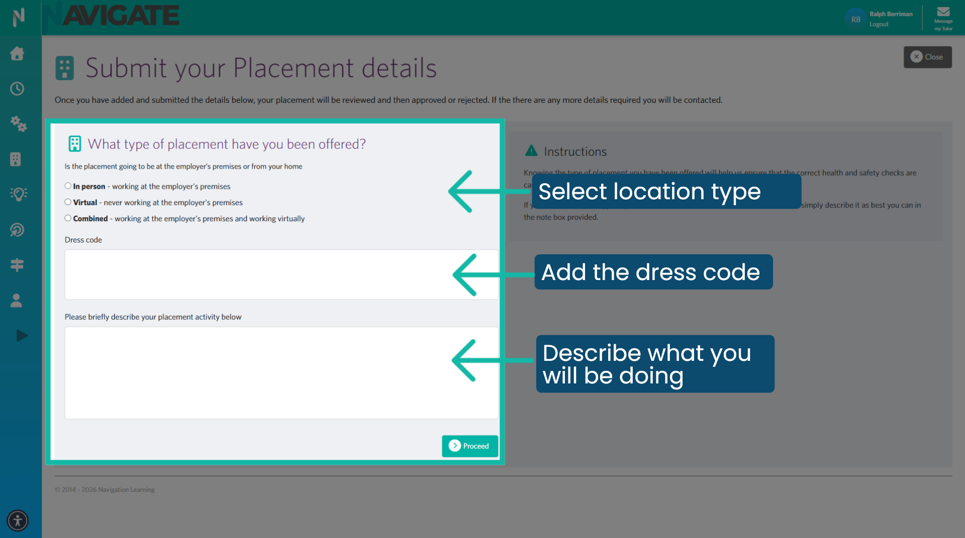 Placement description