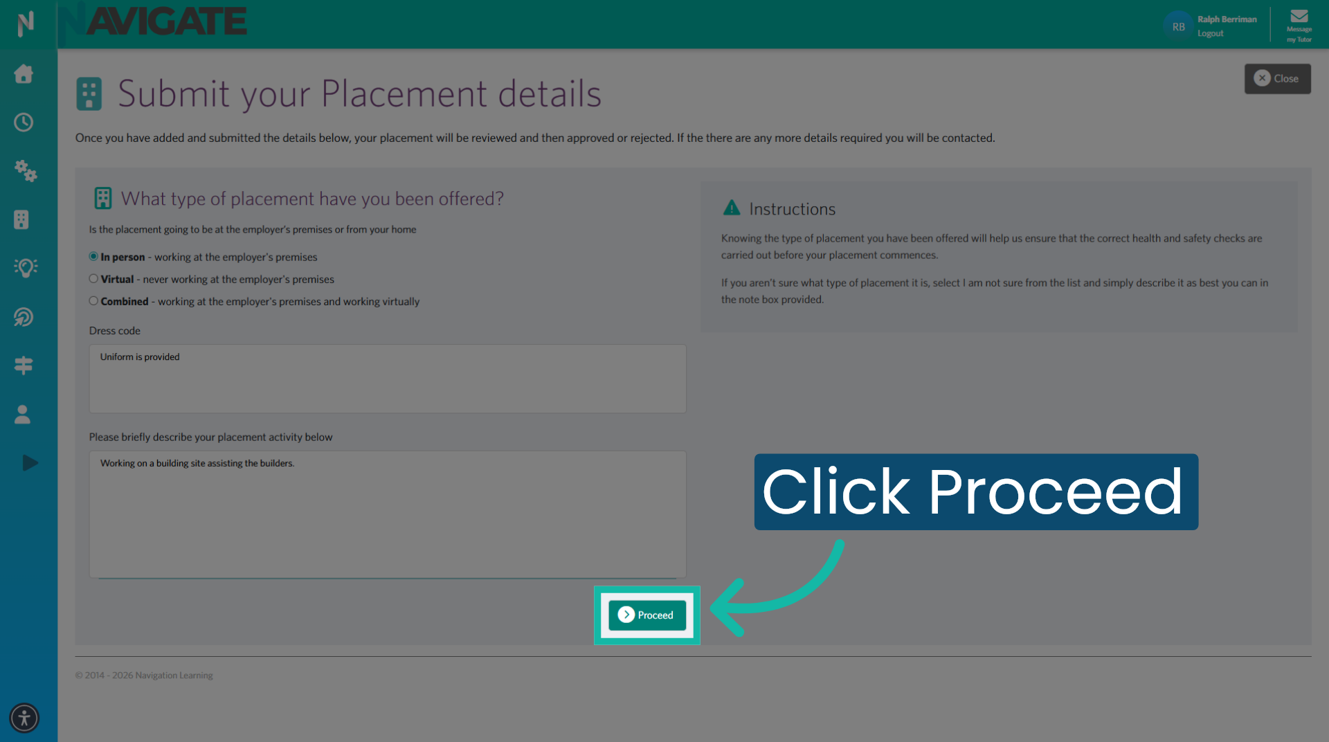 Proceed to next page