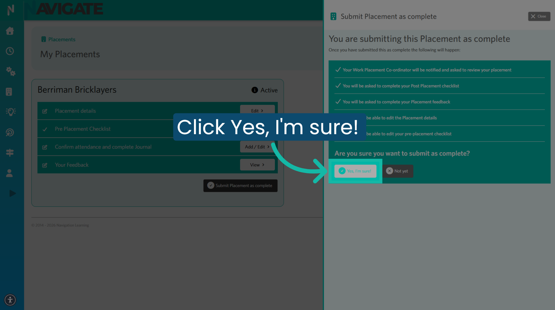 Confirm Completion Action